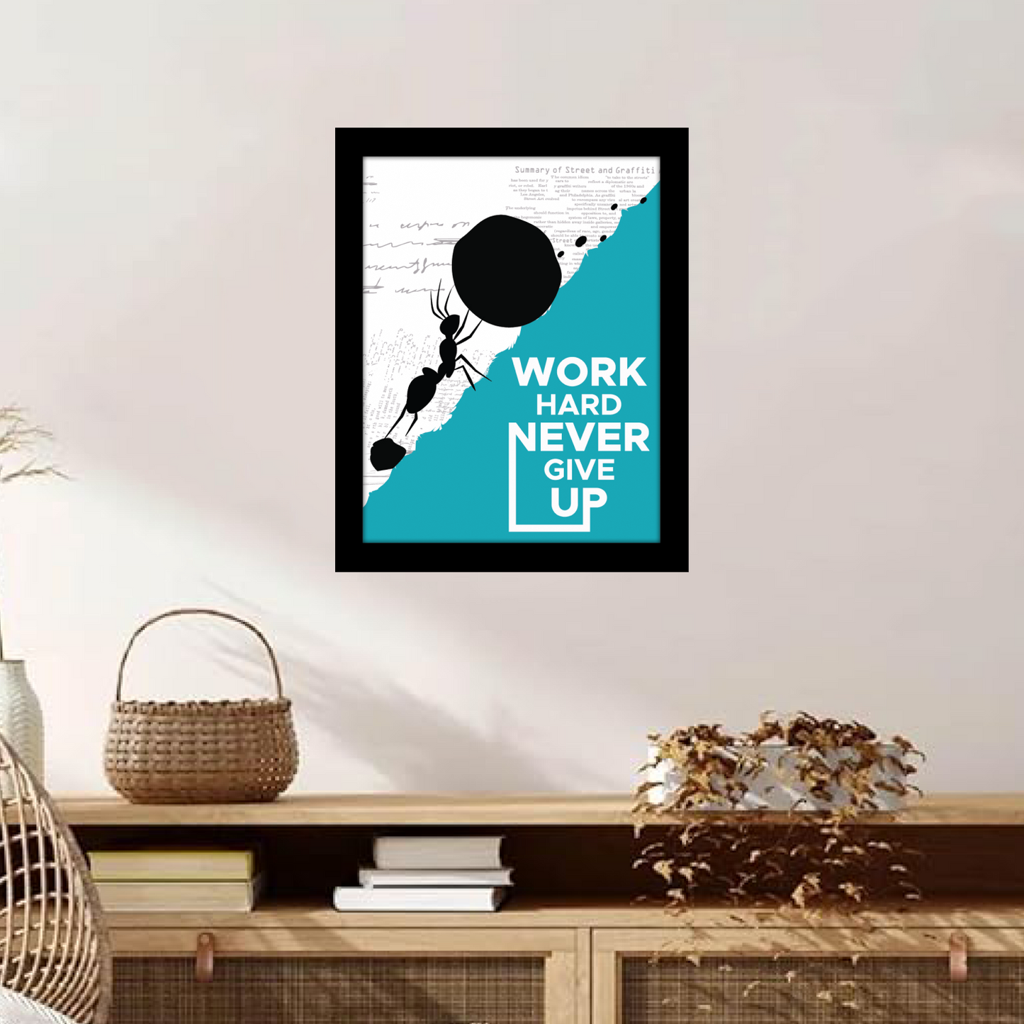 Work Hard, Never Give Up: Motivational Photo Frame