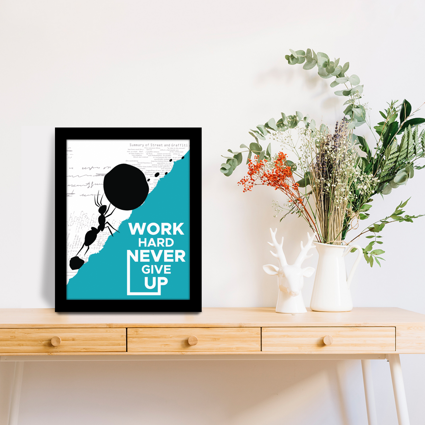 Work Hard, Never Give Up: Motivational Photo Frame