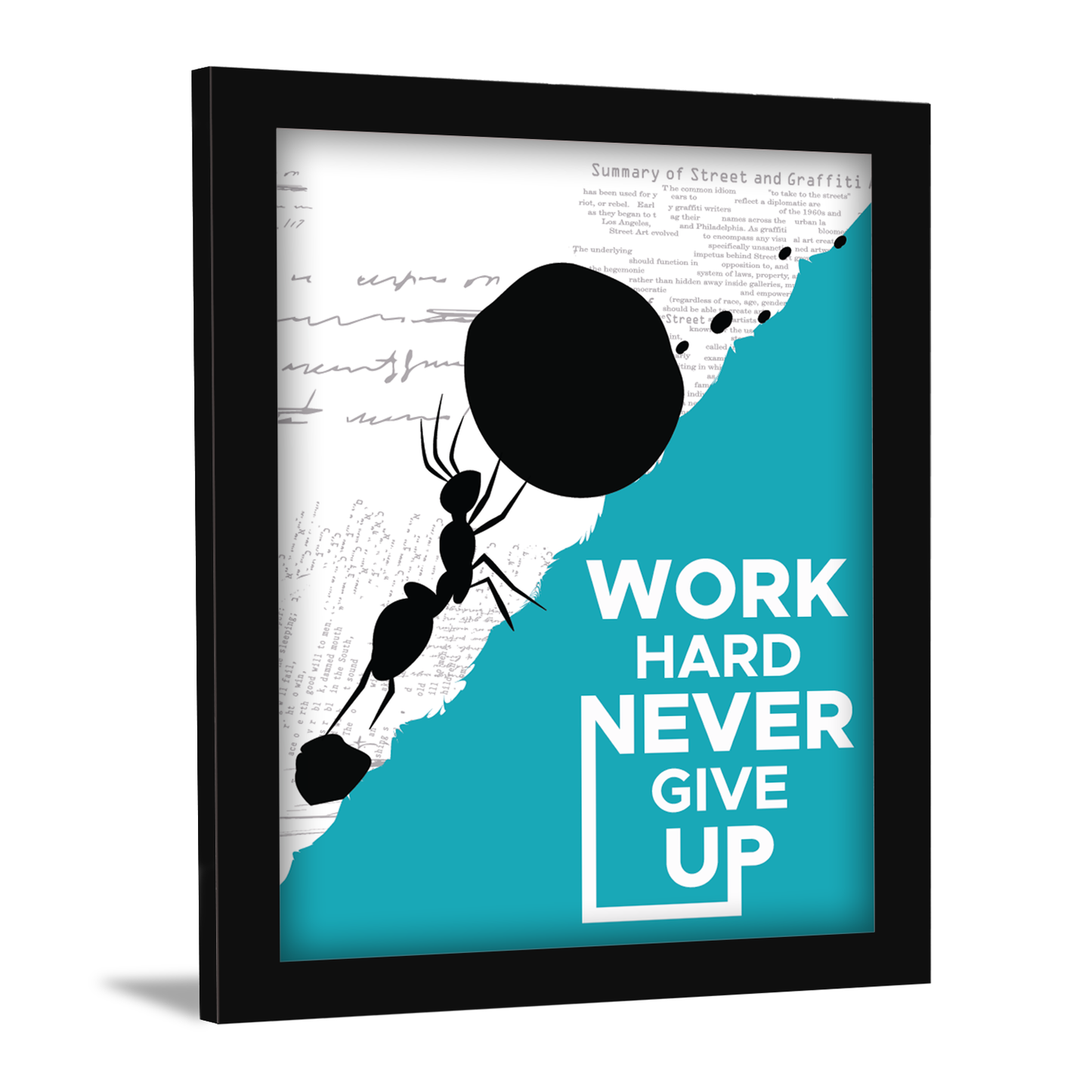 Work Hard, Never Give Up: Motivational Photo Frame