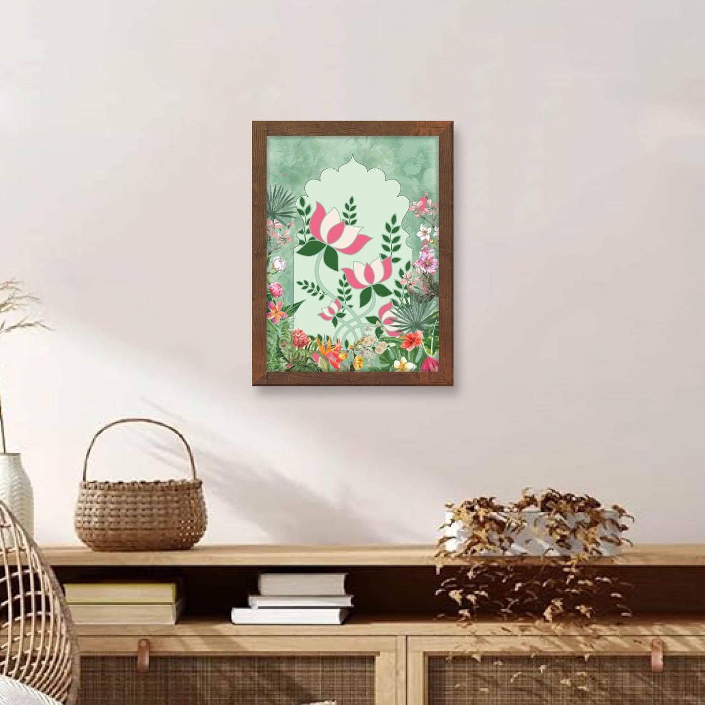 Handcrafted Pichwai Lotus Flower Frame – Indian Traditional Mural Art