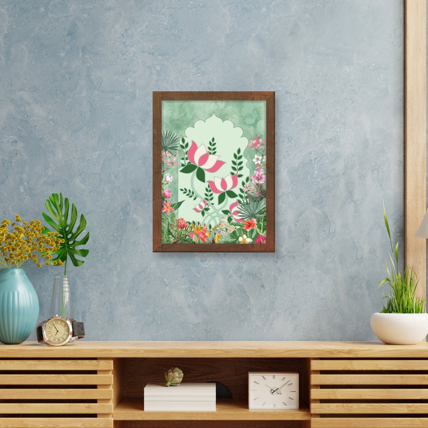 Handcrafted Pichwai Lotus Flower Frame – Indian Traditional Mural Art
