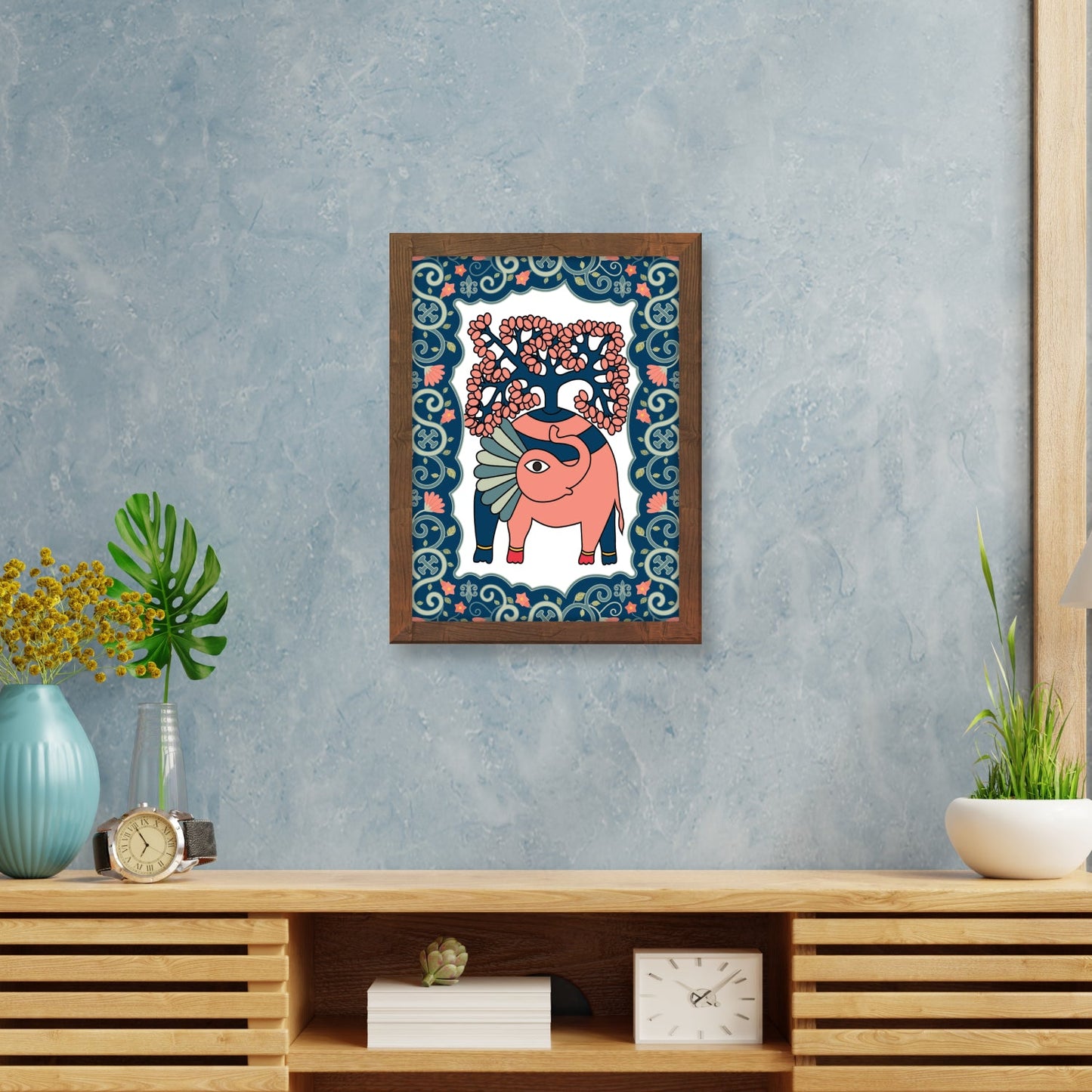 Elephant Face Madhubani Art Frame – Handcrafted Wall Decor