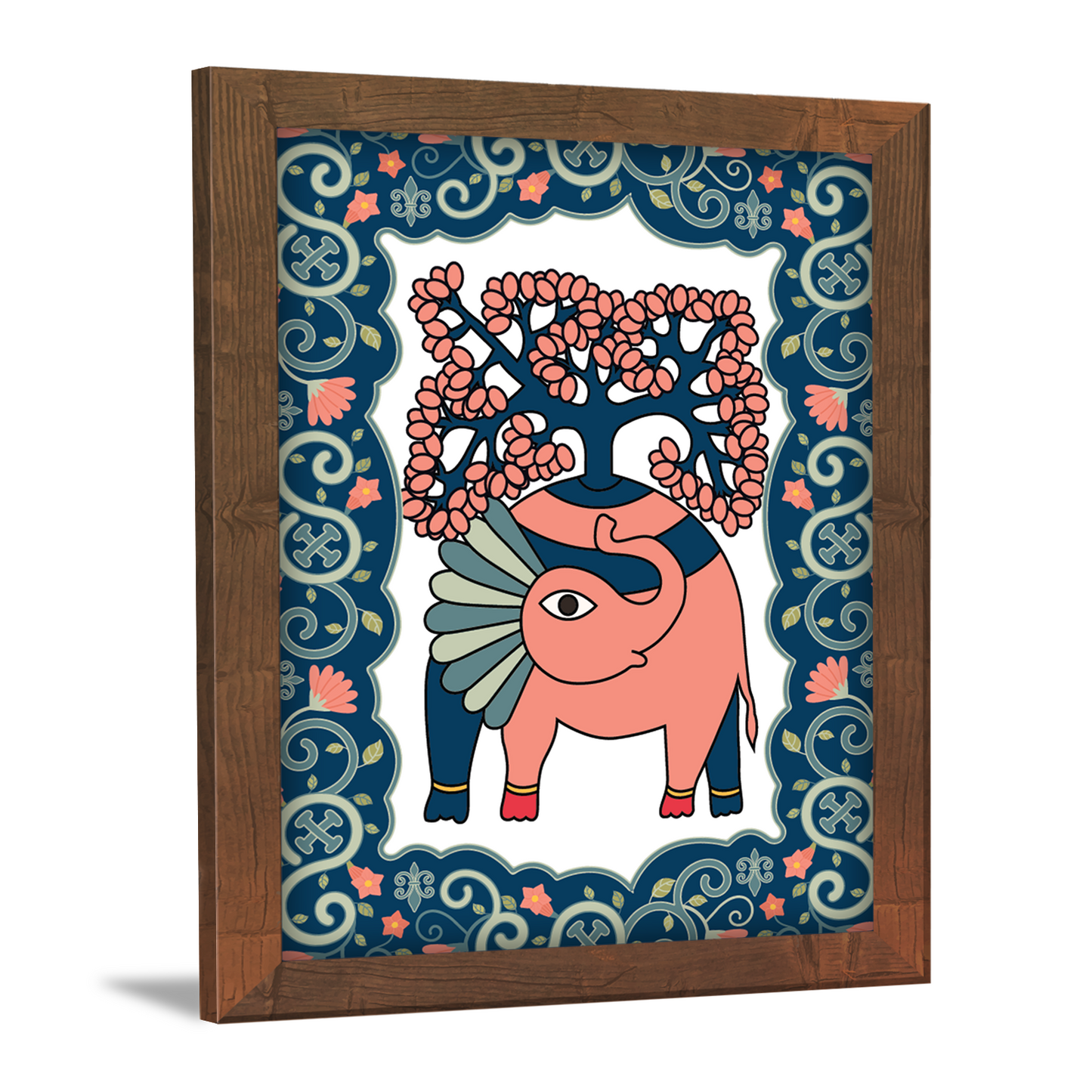 Elephant Face Madhubani Art Frame – Handcrafted Wall Decor