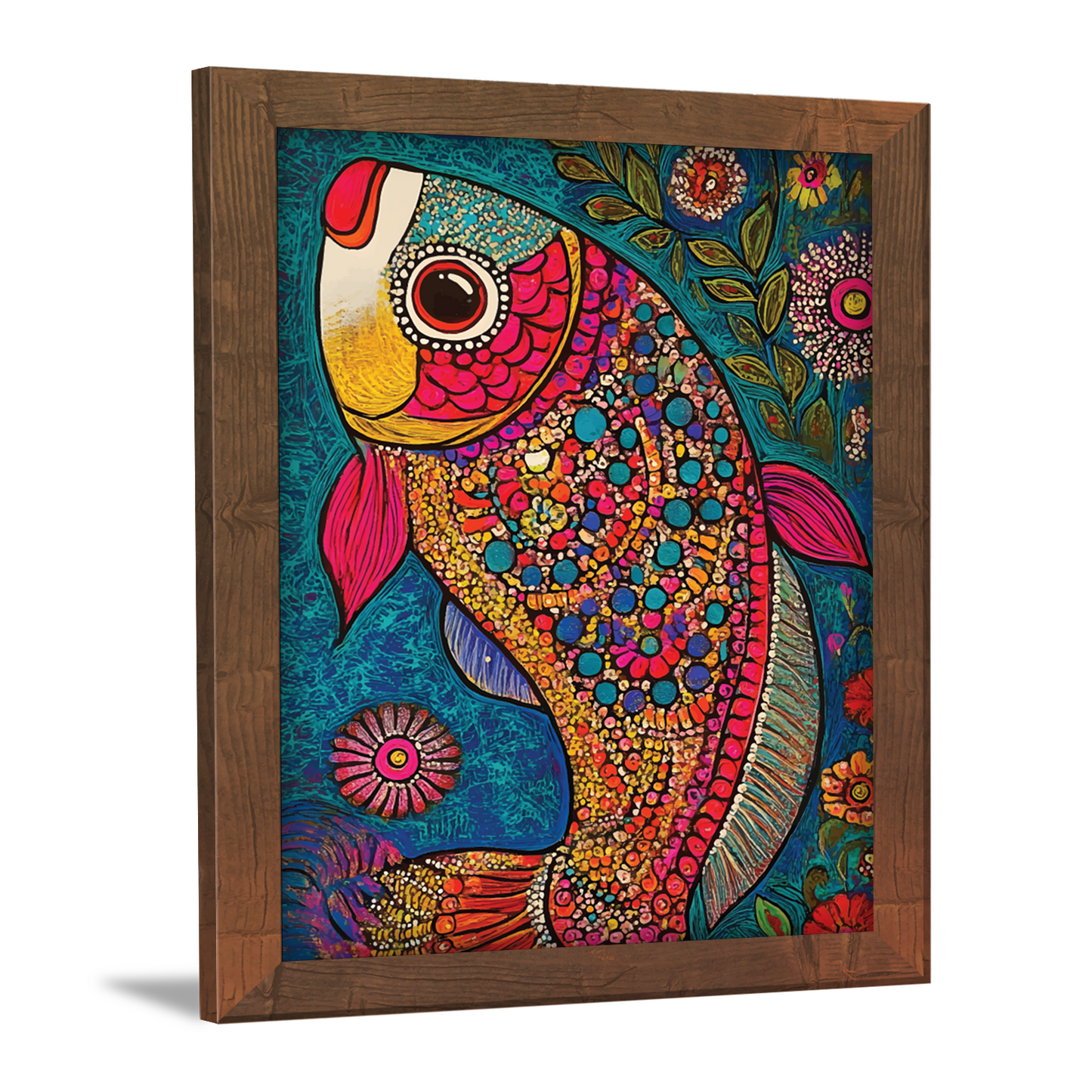 Abstract Madhubani Fish Painting Frame – Intricate Wall Art