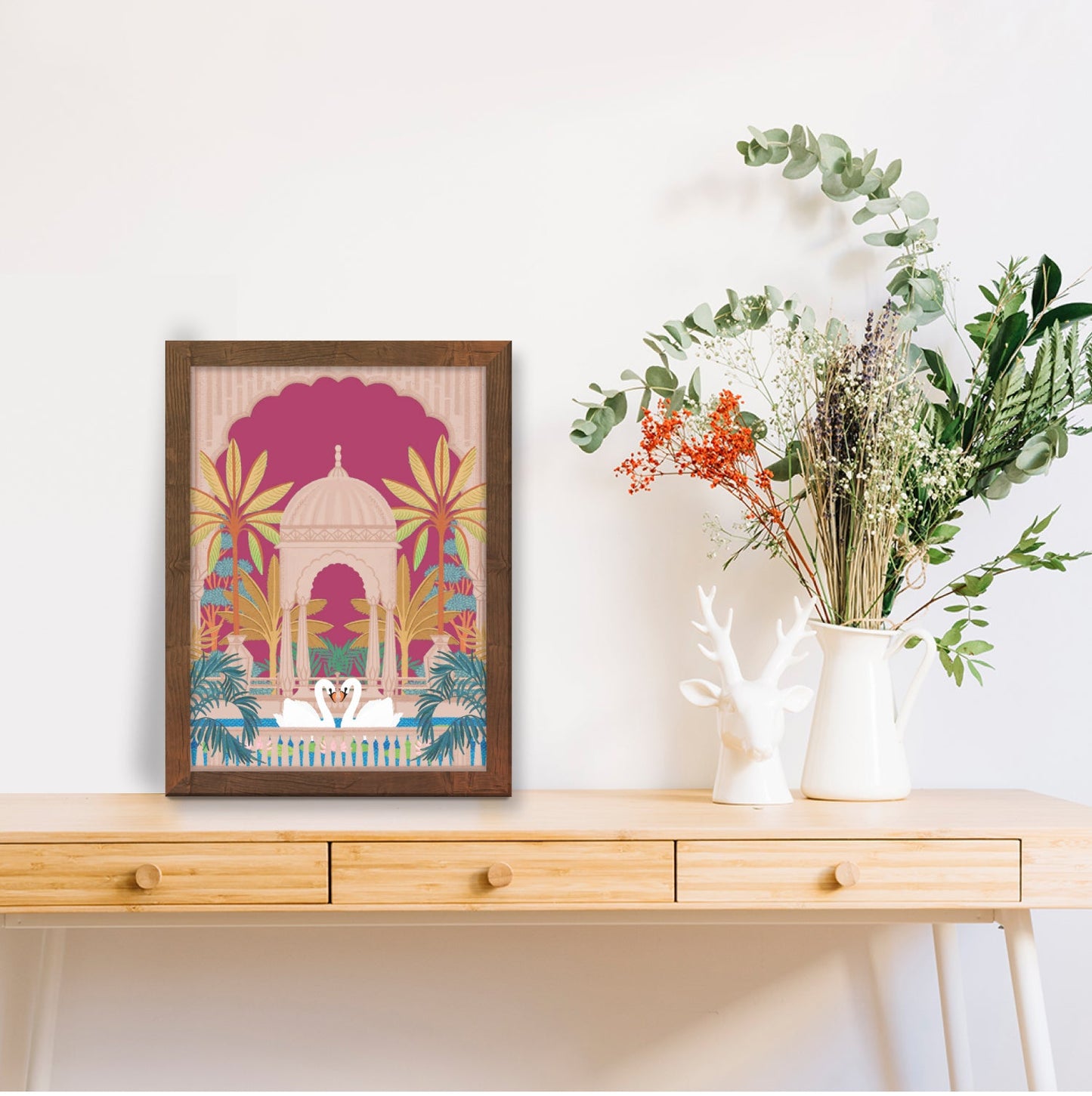 Mughal Garden Arch with Intricate Madhubani Art Frame