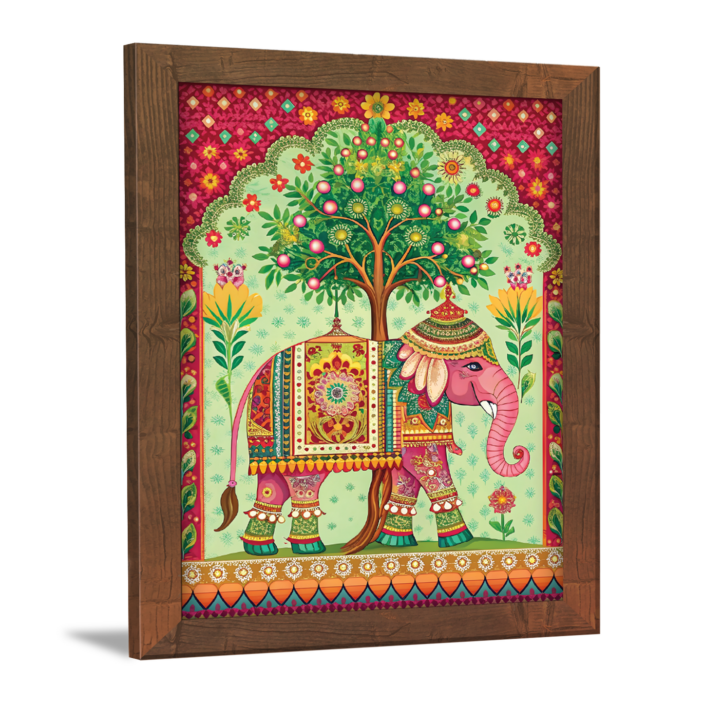 Majestic Elephant in Madhubani Art – Traditional Wall Frame