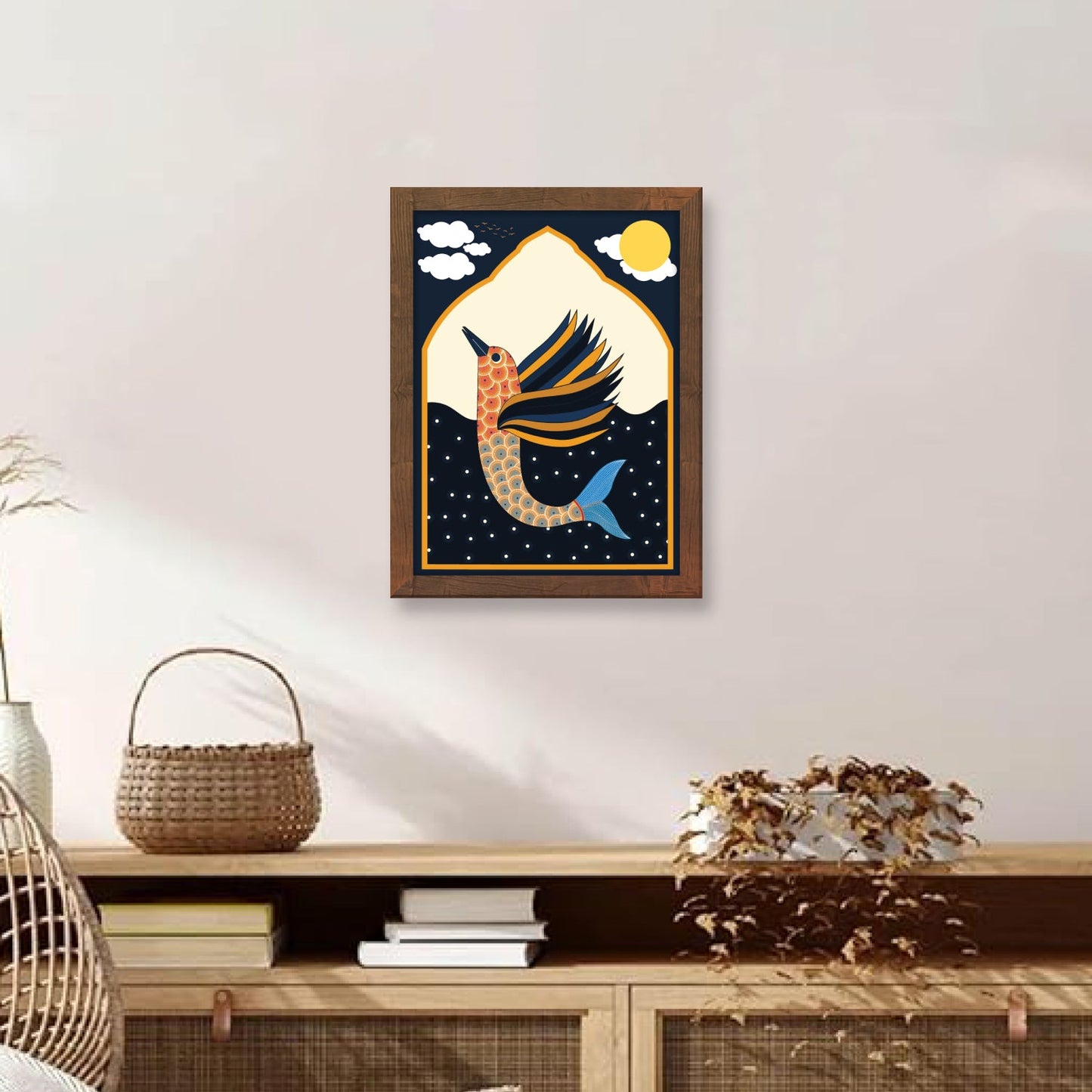 Fish and Nature Harmony – Gond Art and Madhubani Wall Decor