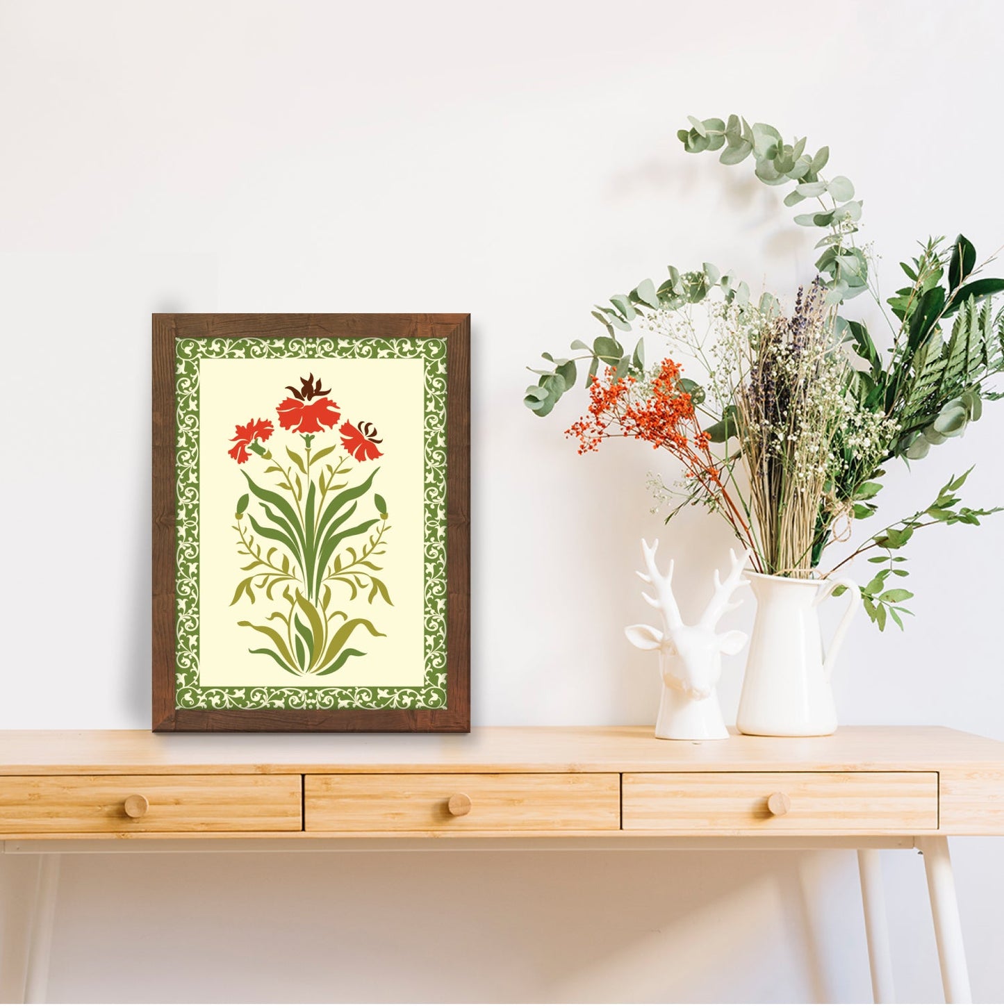 Mughal Flower Motif – Seamless Floral Border Wall Art