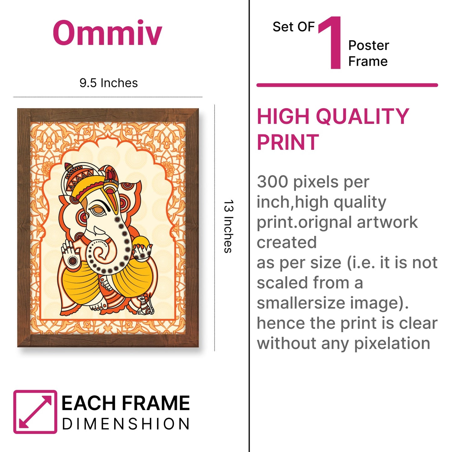 Divine Lord Ganesha – Madhubani Art Wall Frame