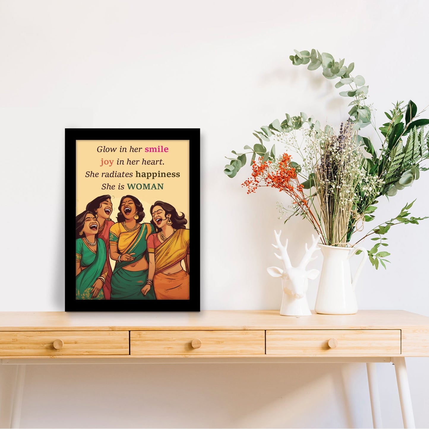 Smile, Joy, Happiness - WOMAN Women's Day Wall Art & Photo Frame