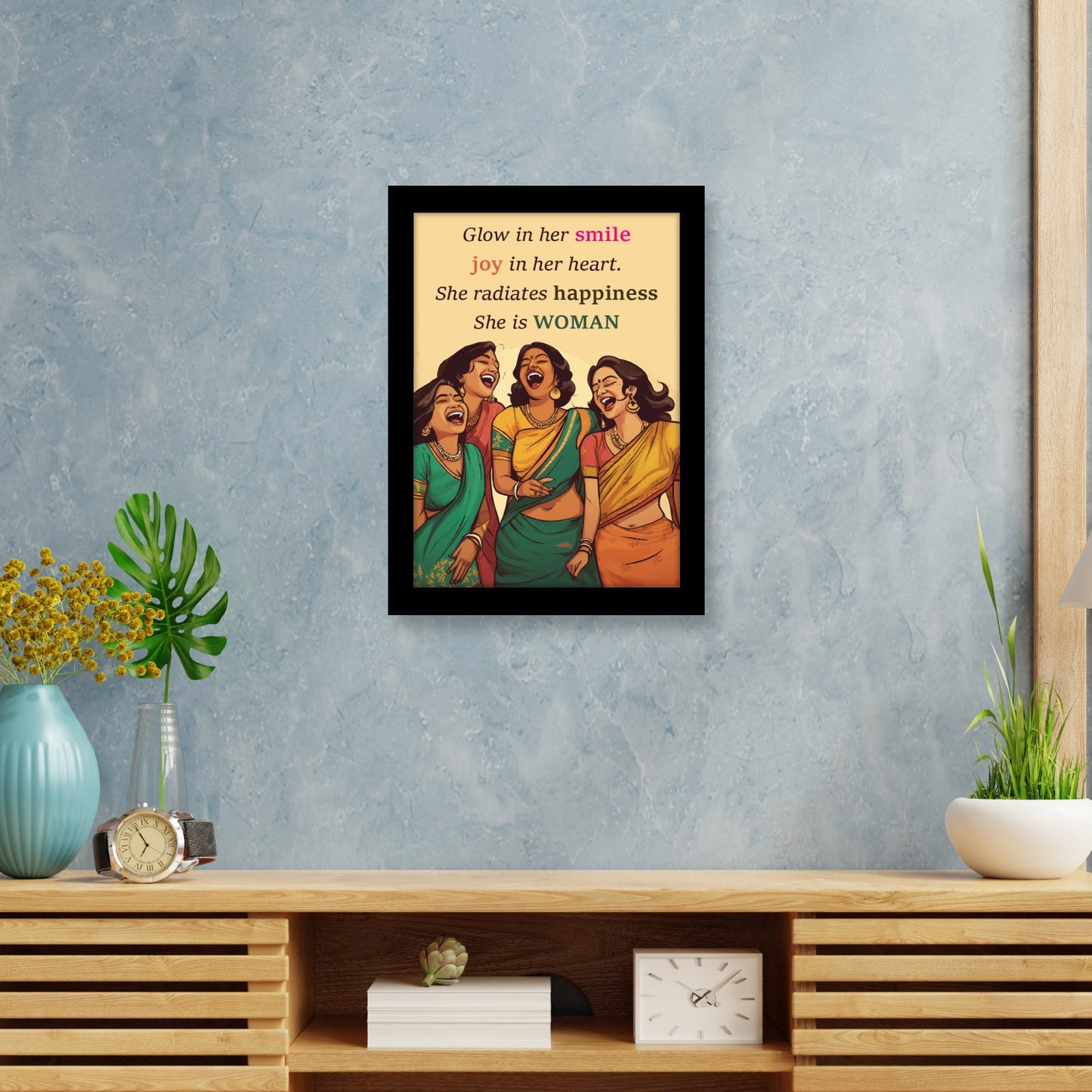 Smile, Joy, Happiness - WOMAN Women's Day Wall Art & Photo Frame