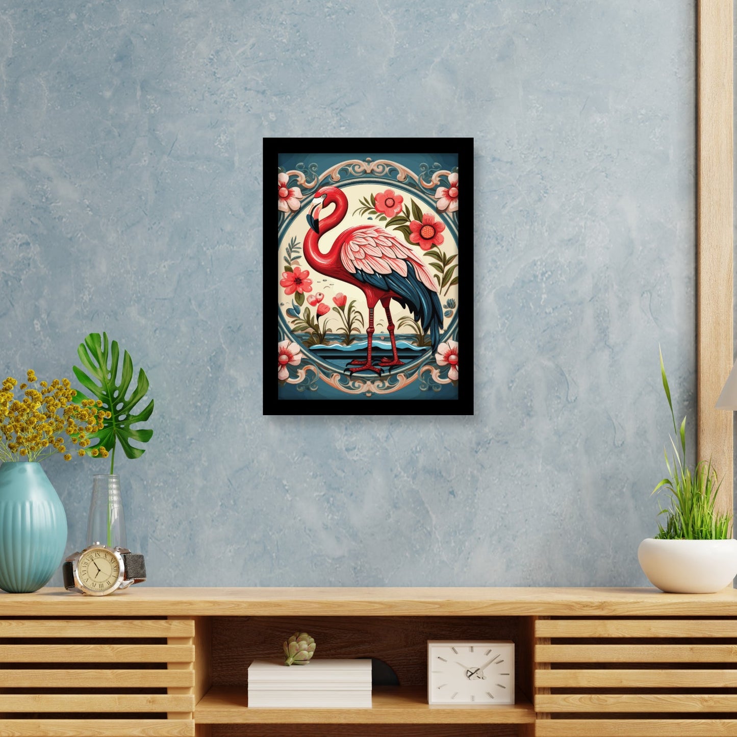 Kalamkari Flamingo Art – Retro & Vintage Style Illustration