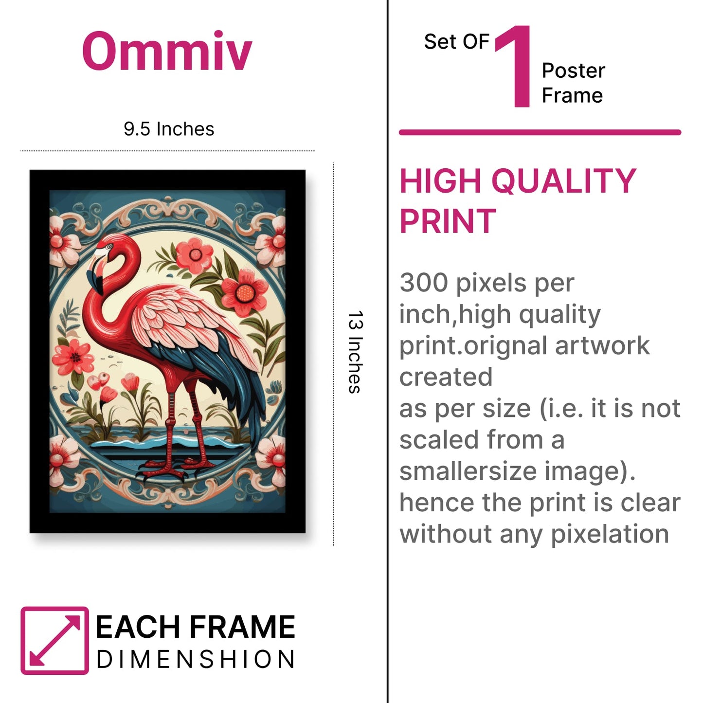 Kalamkari Flamingo Art – Retro & Vintage Style Illustration