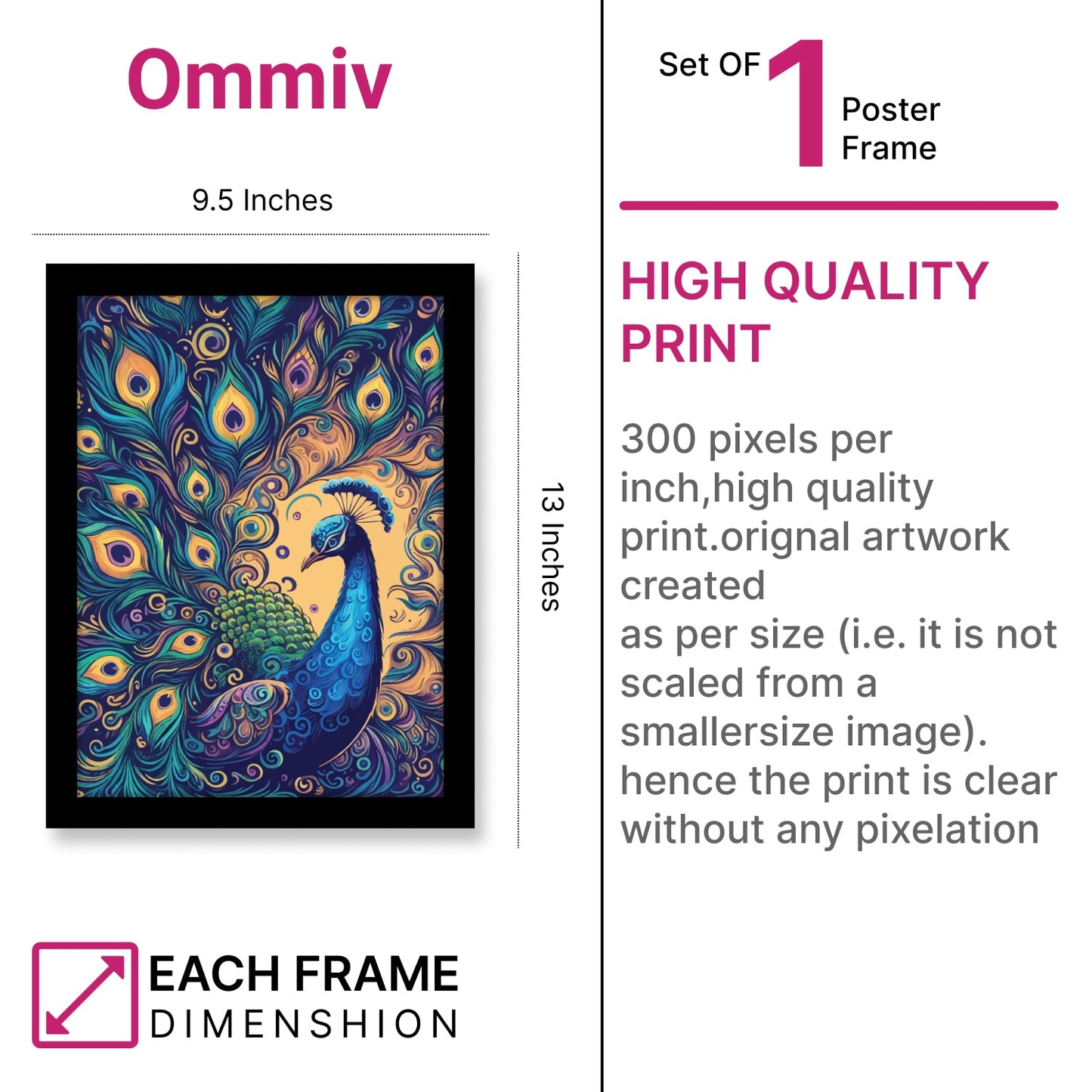 Digital Peacock Illustration Kalamkari Art Wall Decor