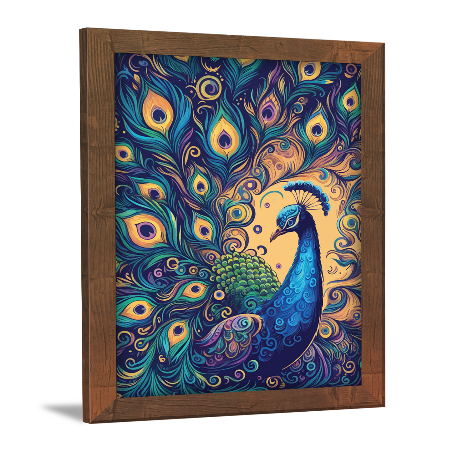 Digital Peacock Illustration Kalamkari Art Wall Decor
