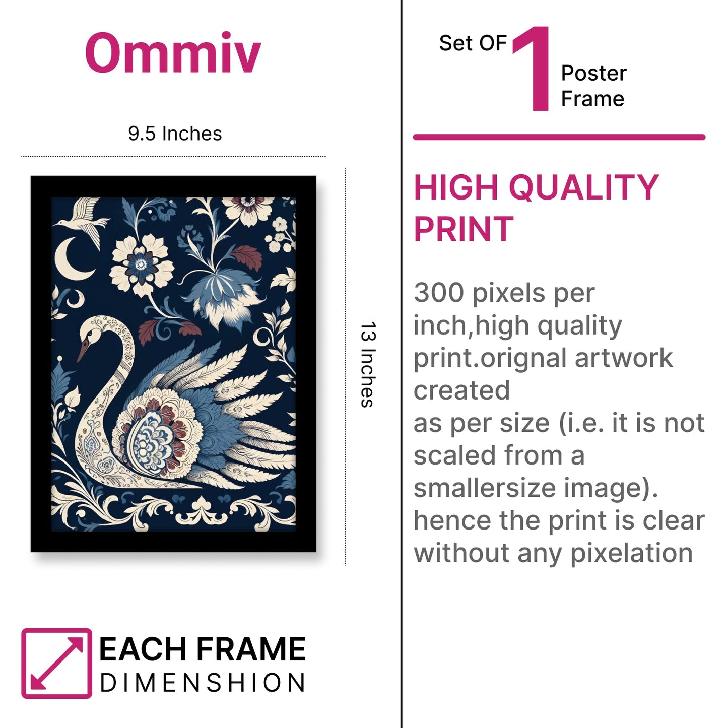 Graceful Swan with Blossoms – Kalamkari Artwork