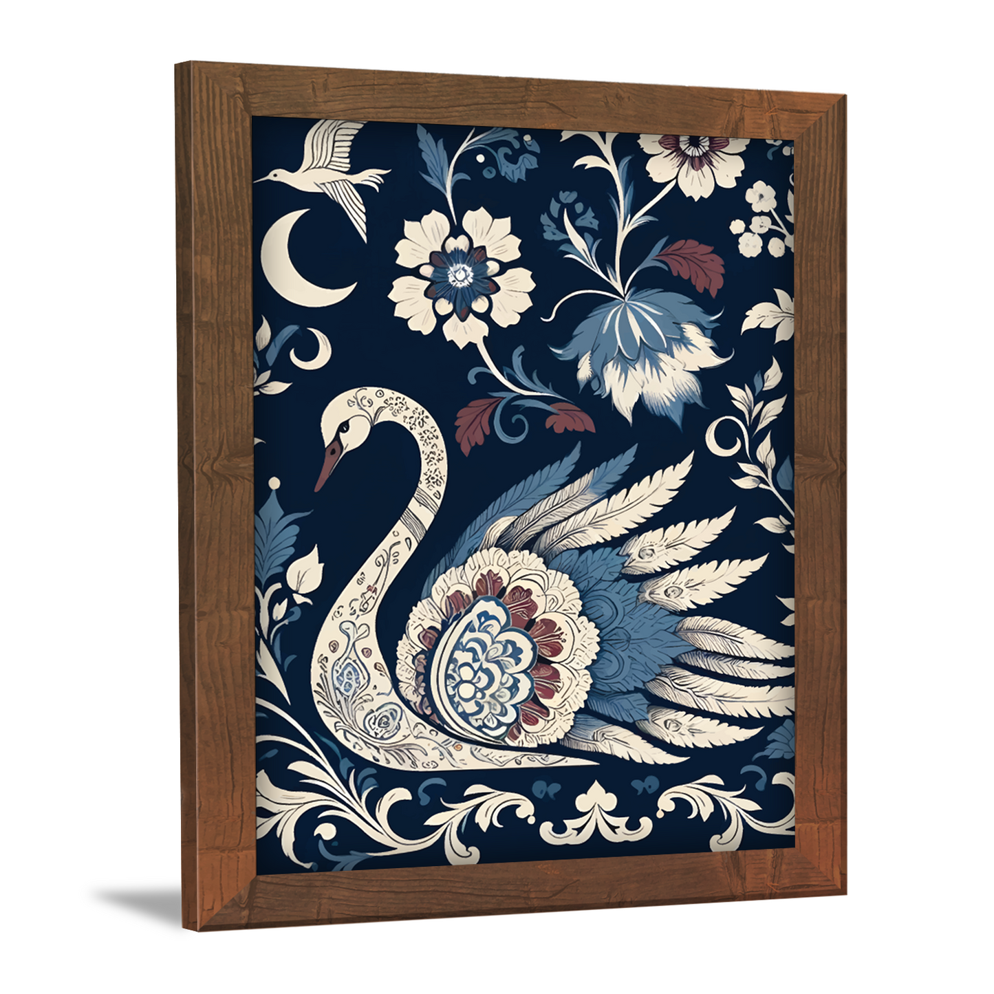 Graceful Swan with Blossoms – Kalamkari Artwork