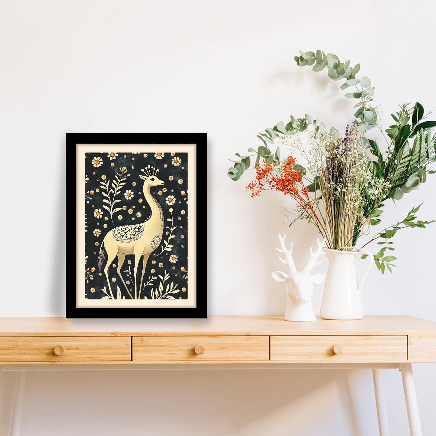 Deer and Nature Pichwai Art Kalamkari Painting