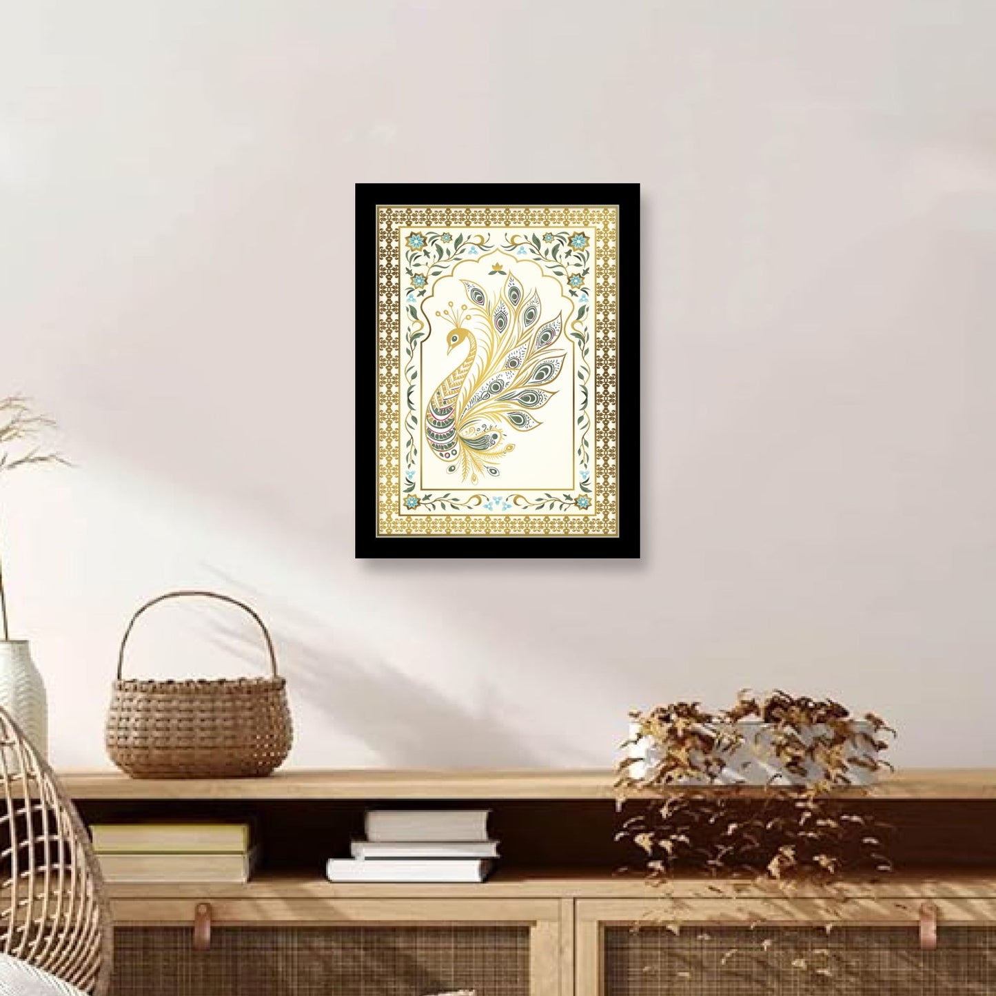 Peacock Framed Kalamkari Art Wall Decoration