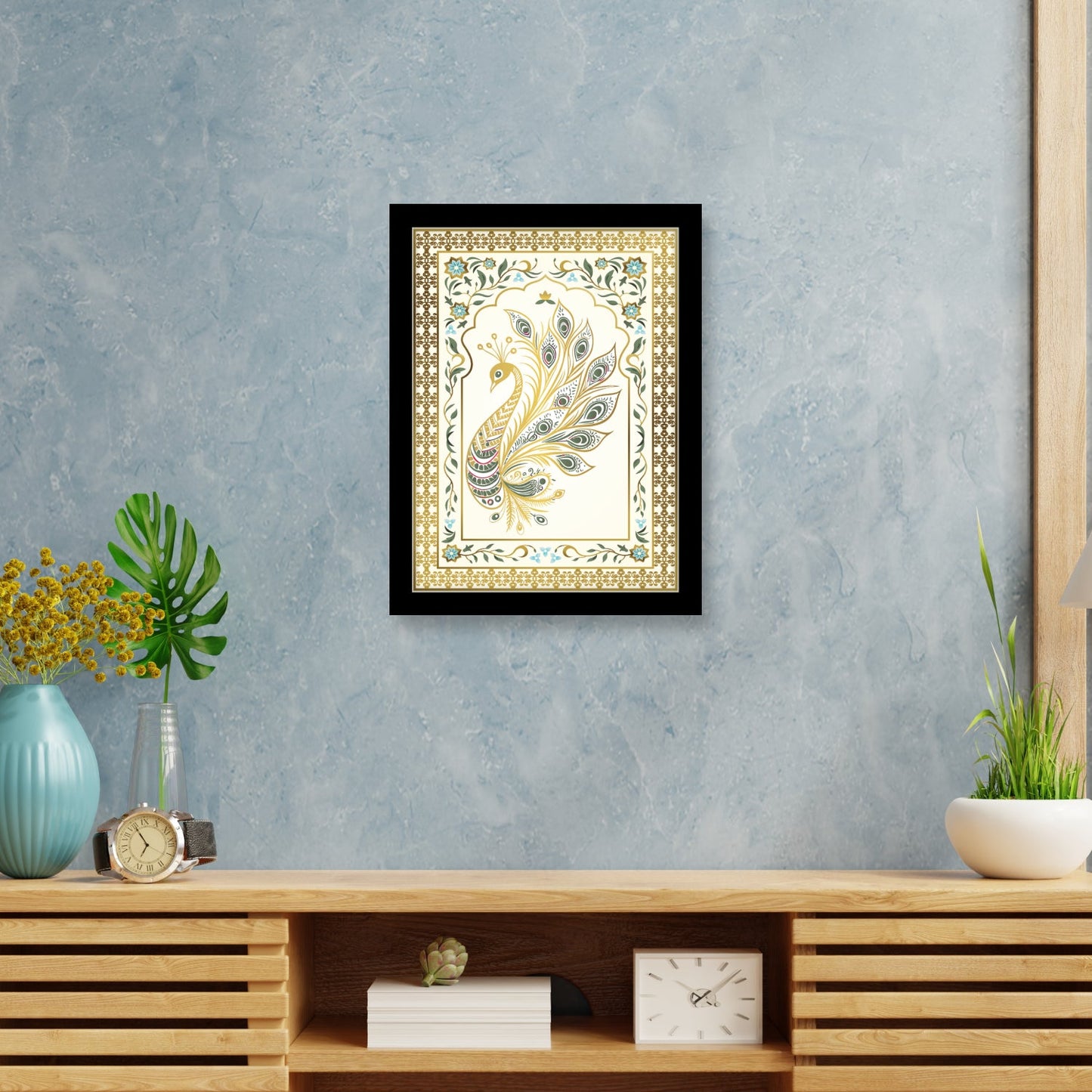 Peacock Framed Kalamkari Art Wall Decoration