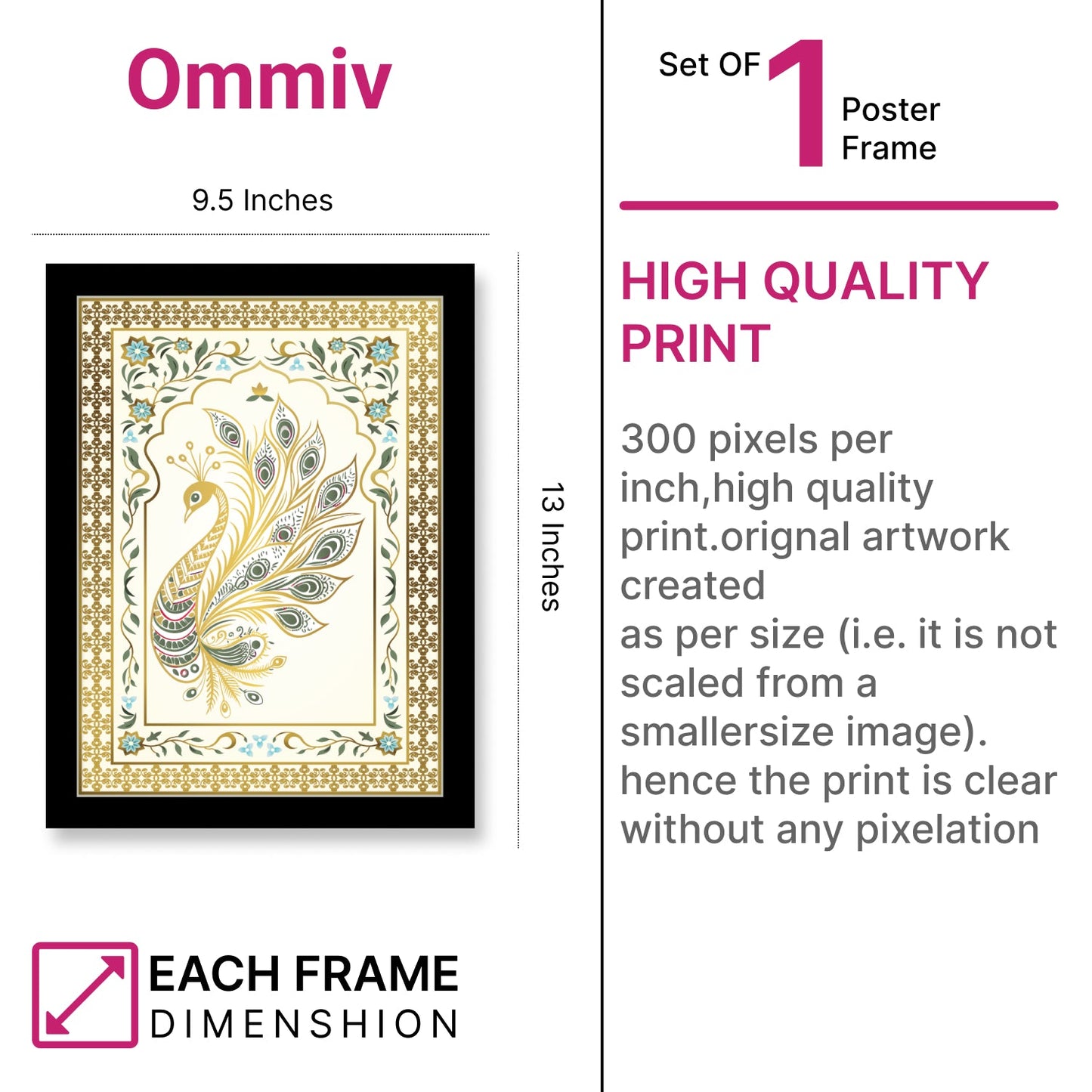 Peacock Framed Kalamkari Art Wall Decoration
