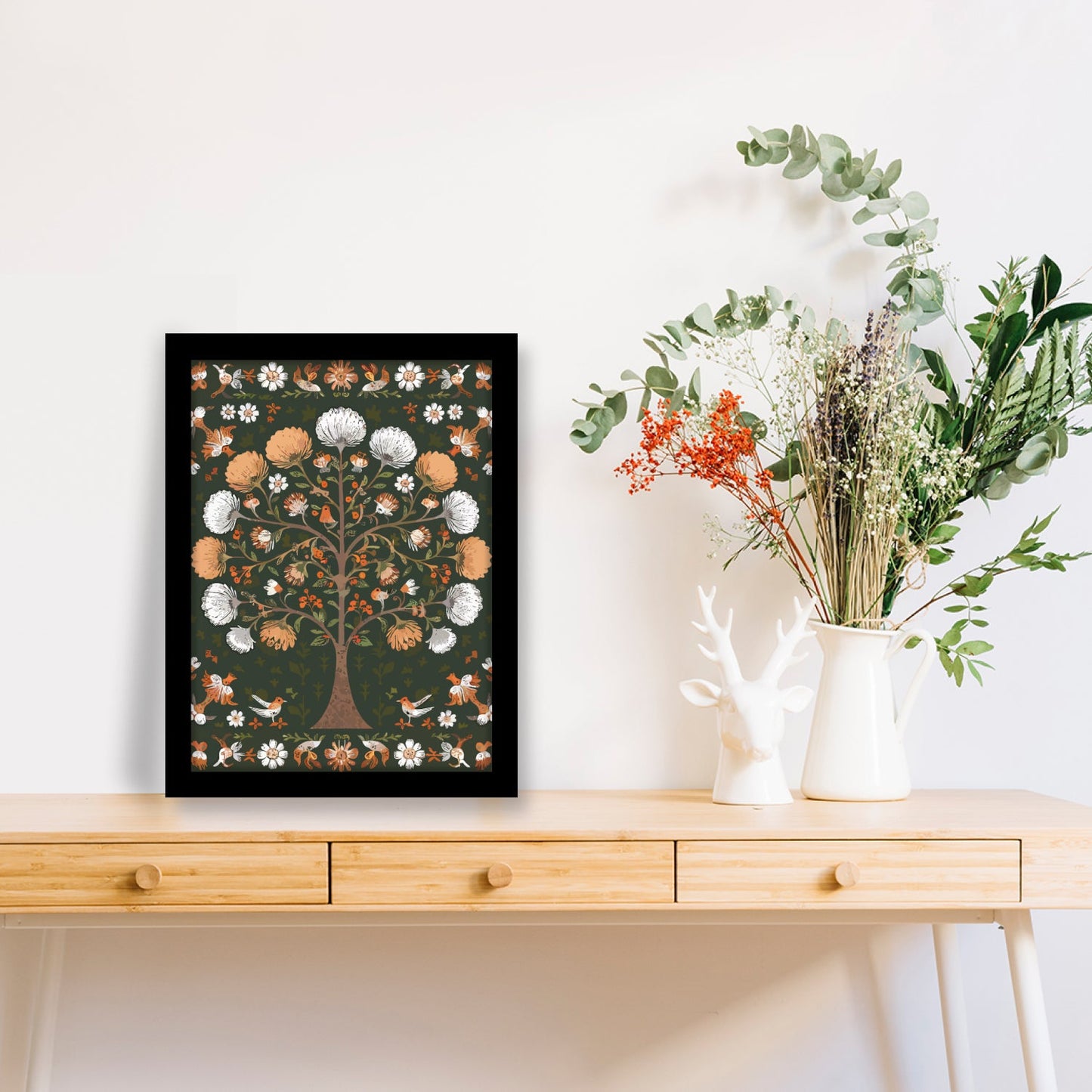 Intricate Tree of Life Traditional Kalamkari Painting