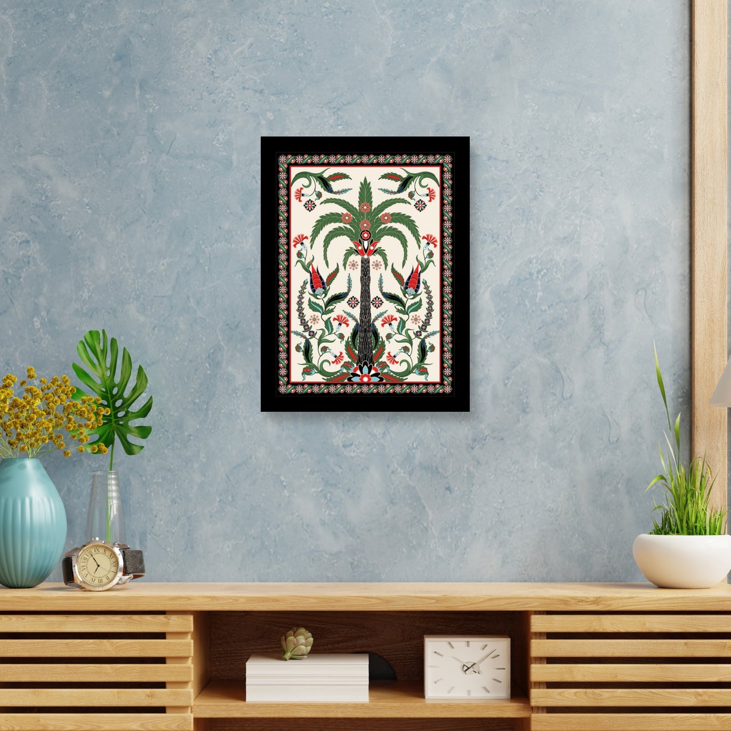 Exquisite Palm Tree Kalamkari Painting Framed Wall Decor