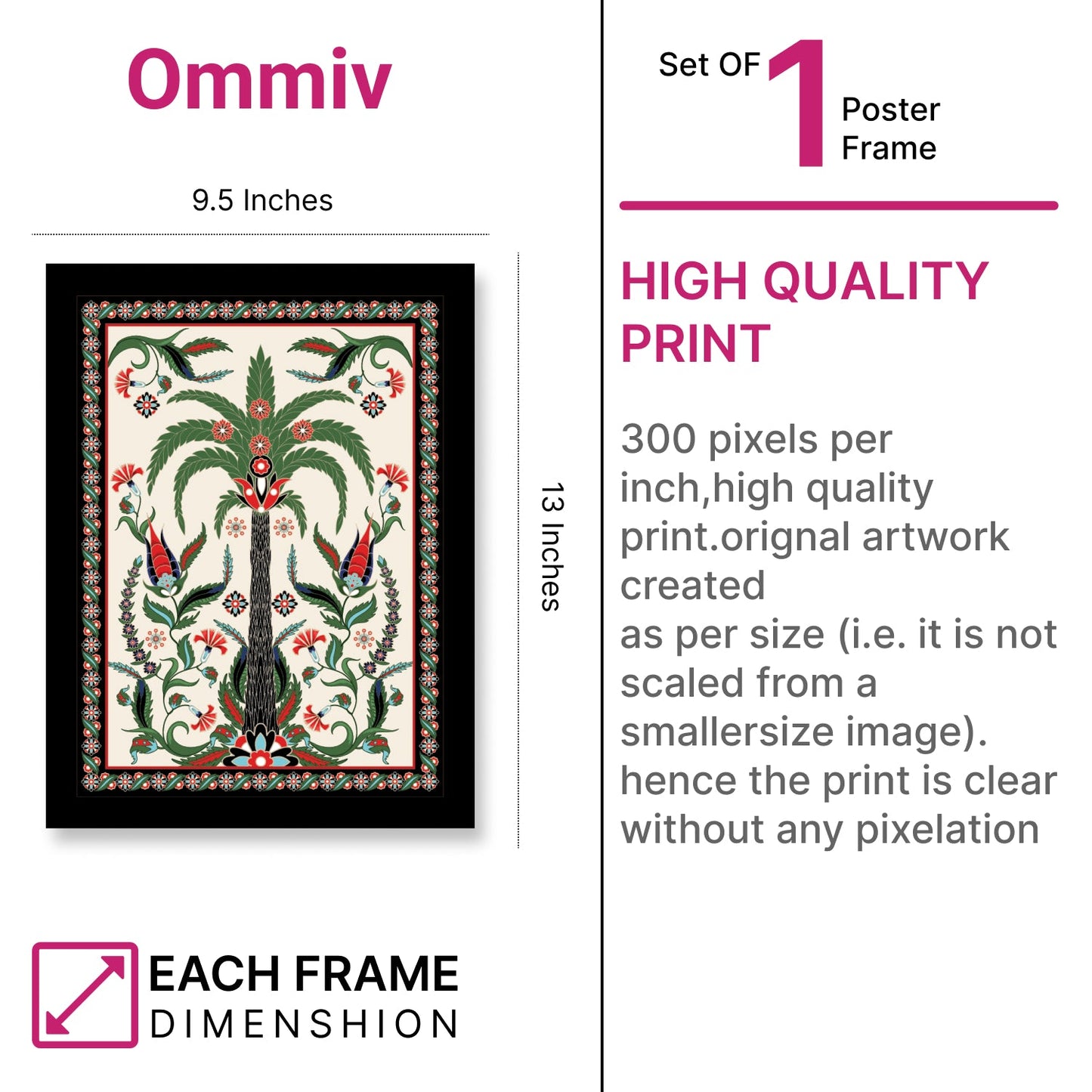 Exquisite Palm Tree Kalamkari Painting Framed Wall Decor