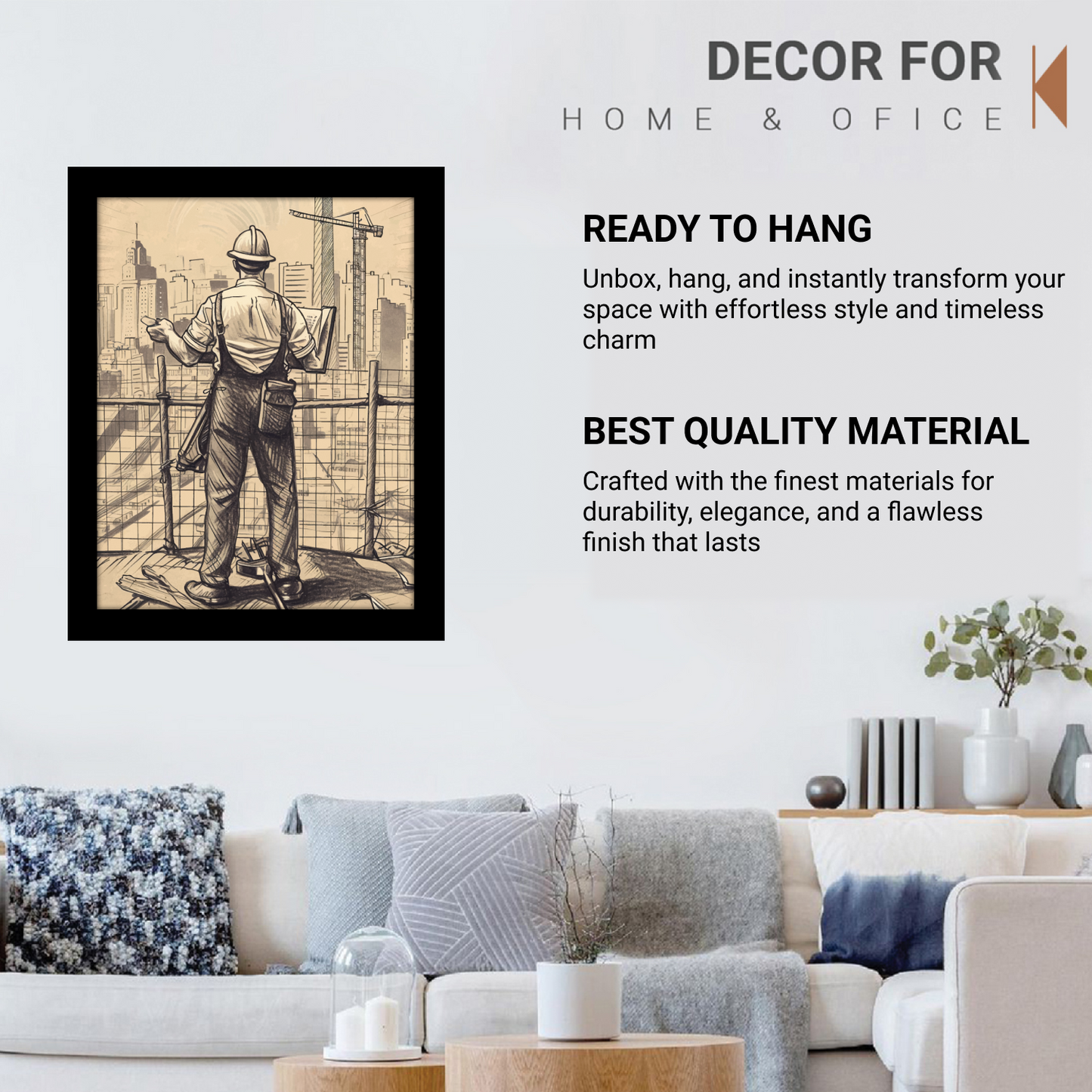 Construction Engineer Illustration – Framed Artwork