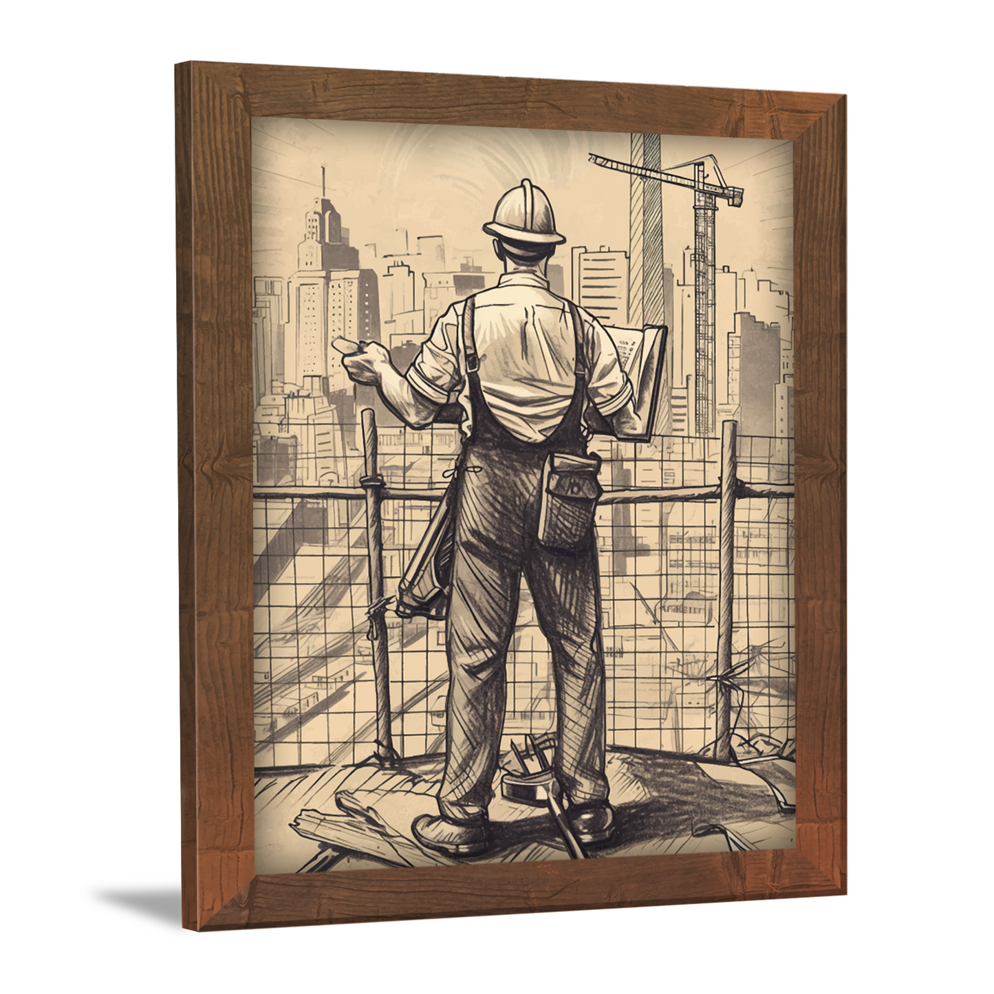 Construction Engineer Illustration – Framed Artwork