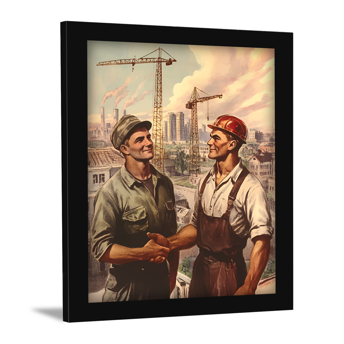 Retro Construction Illustration – Framed Artwork