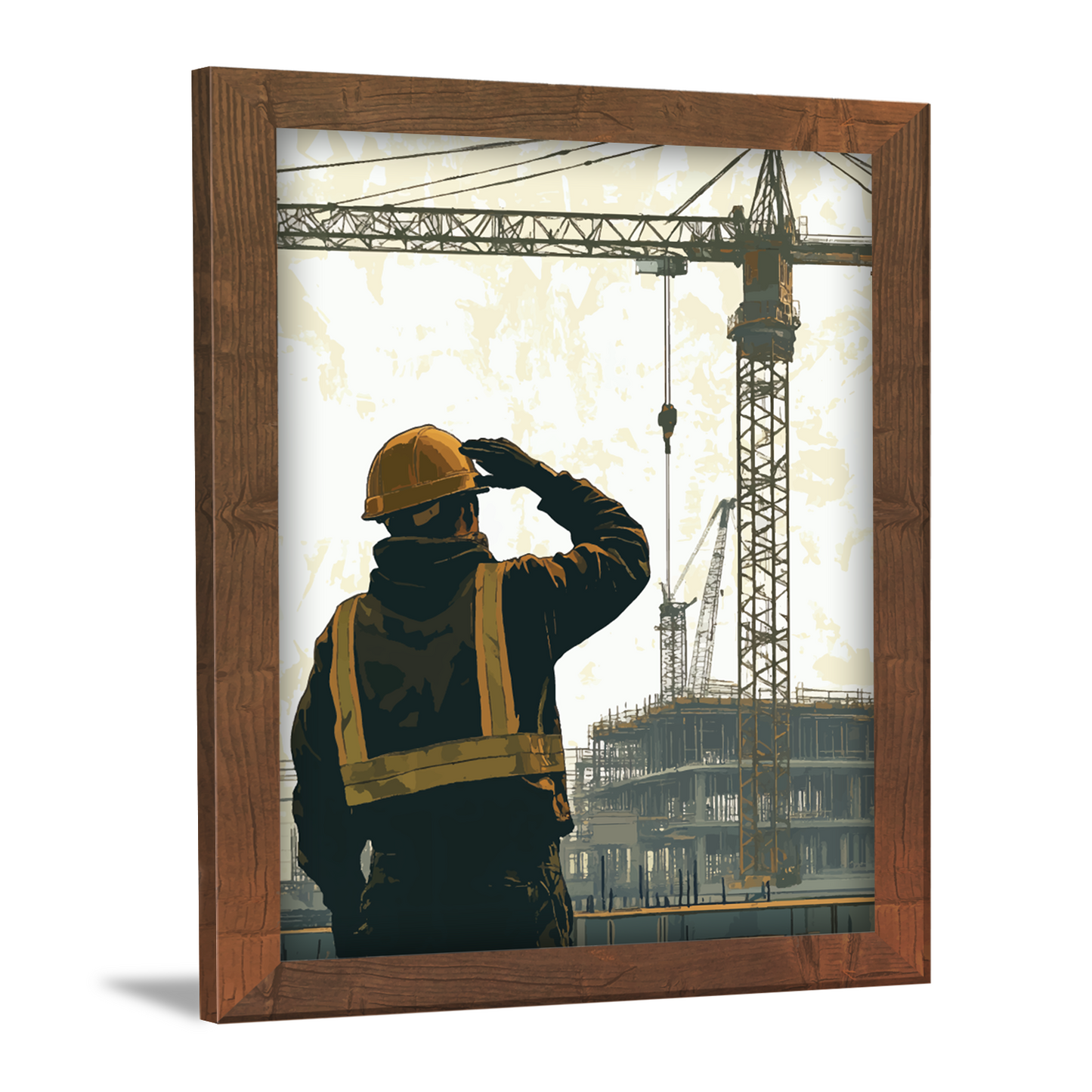 Surveying the Site – Crane Operator Framed Art