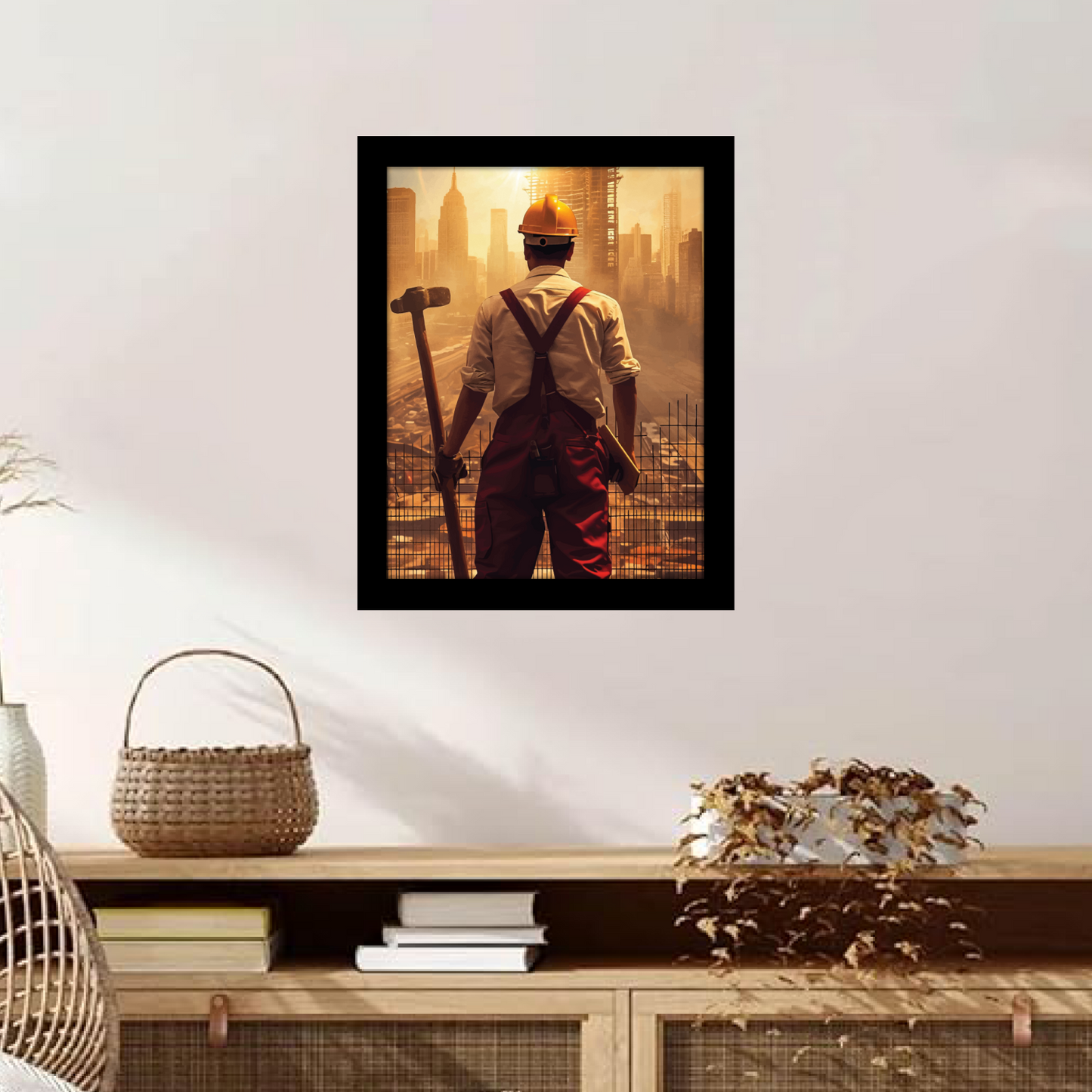 Engineer Surveying Construction Site – Framed Artwork