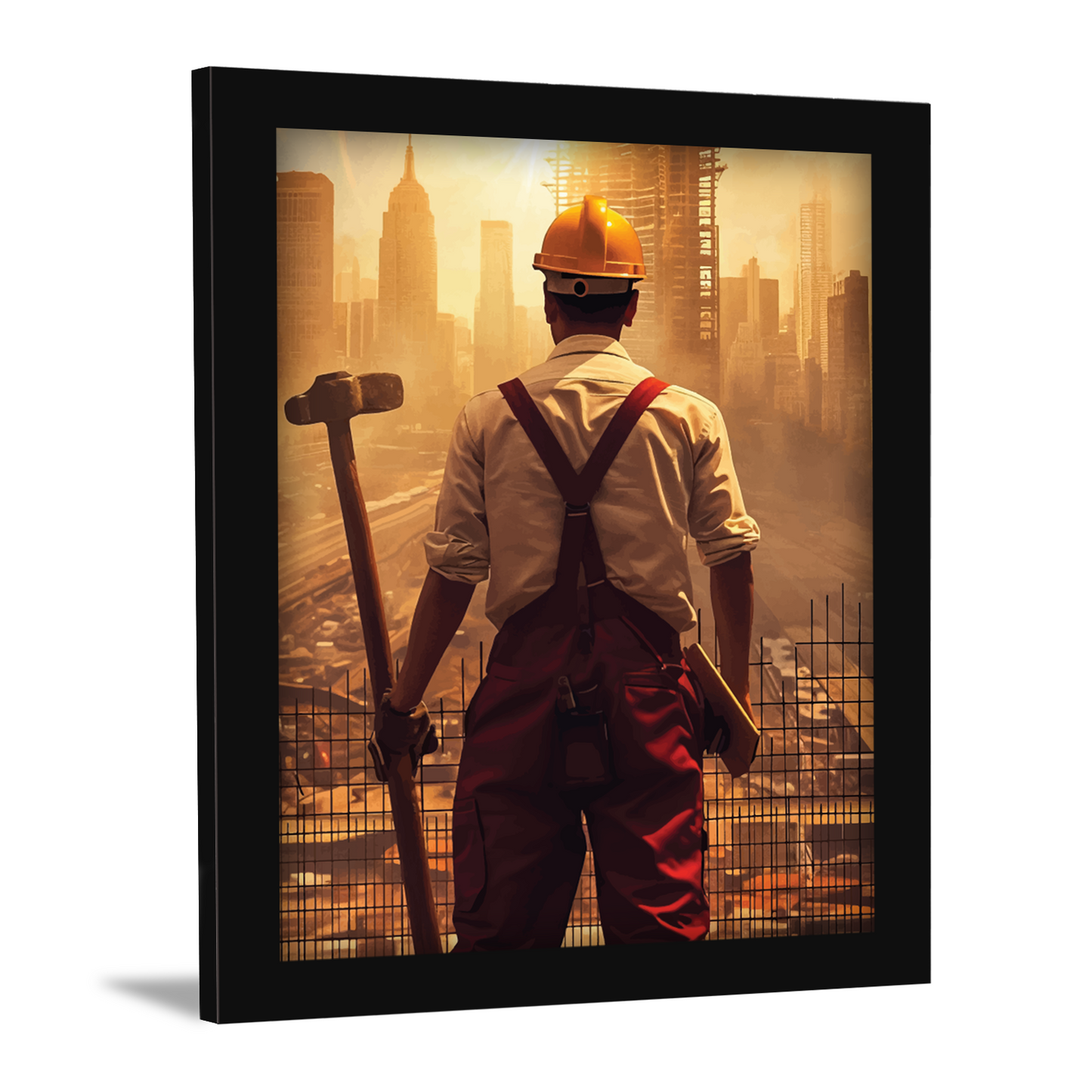 Engineer Surveying Construction Site – Framed Artwork