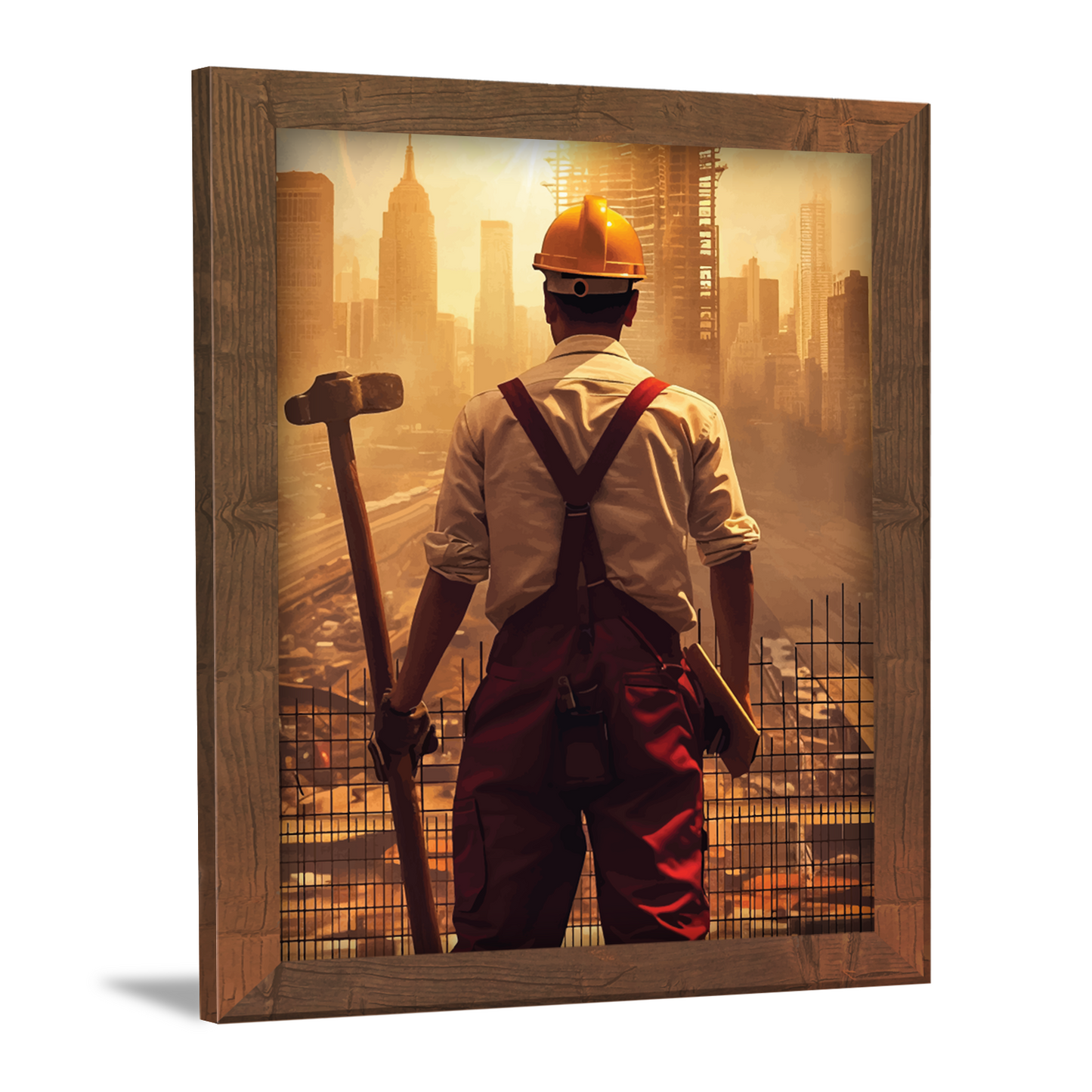 Engineer Surveying Construction Site – Framed Artwork