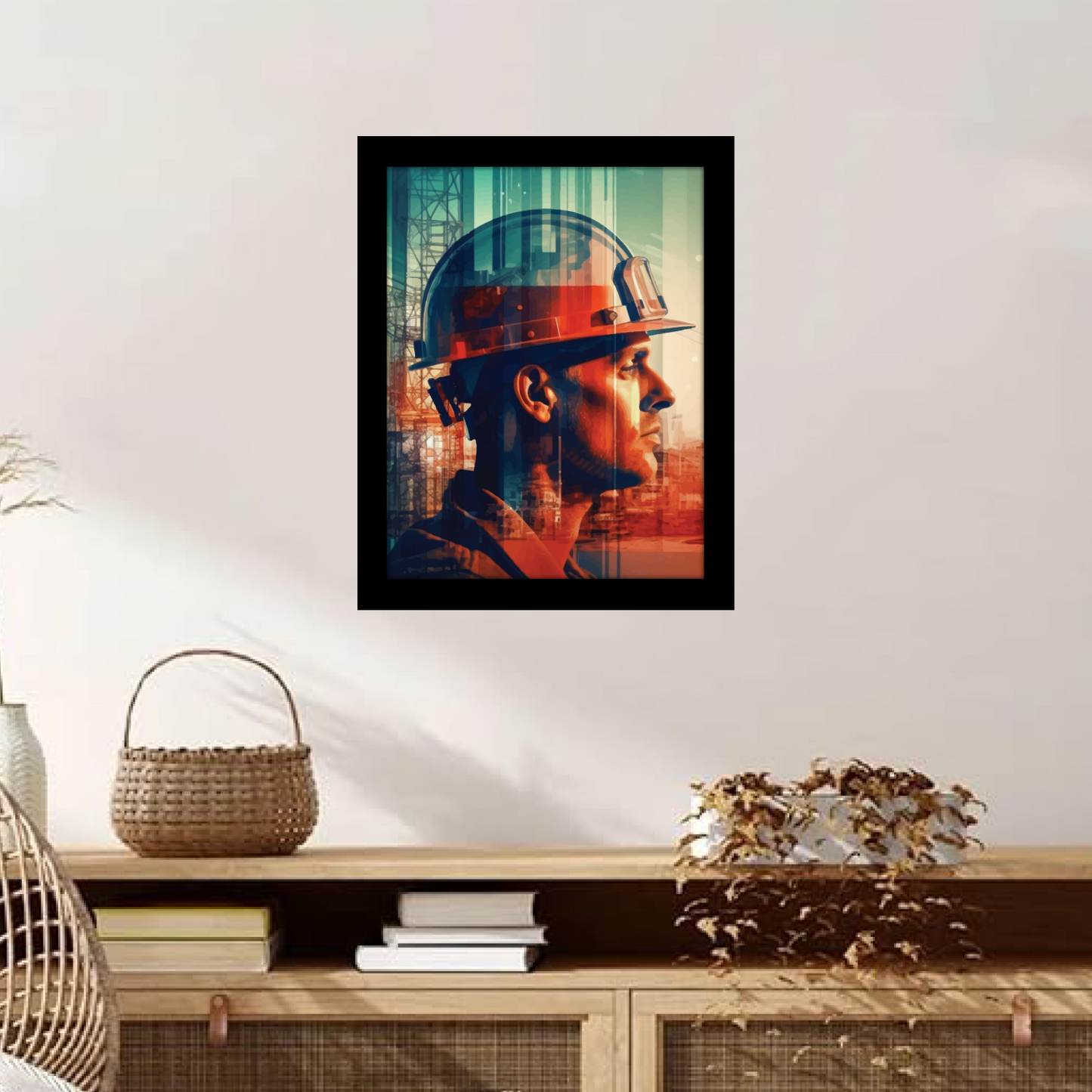 On-Site Engineer with Helmet – Frame & Wall Art