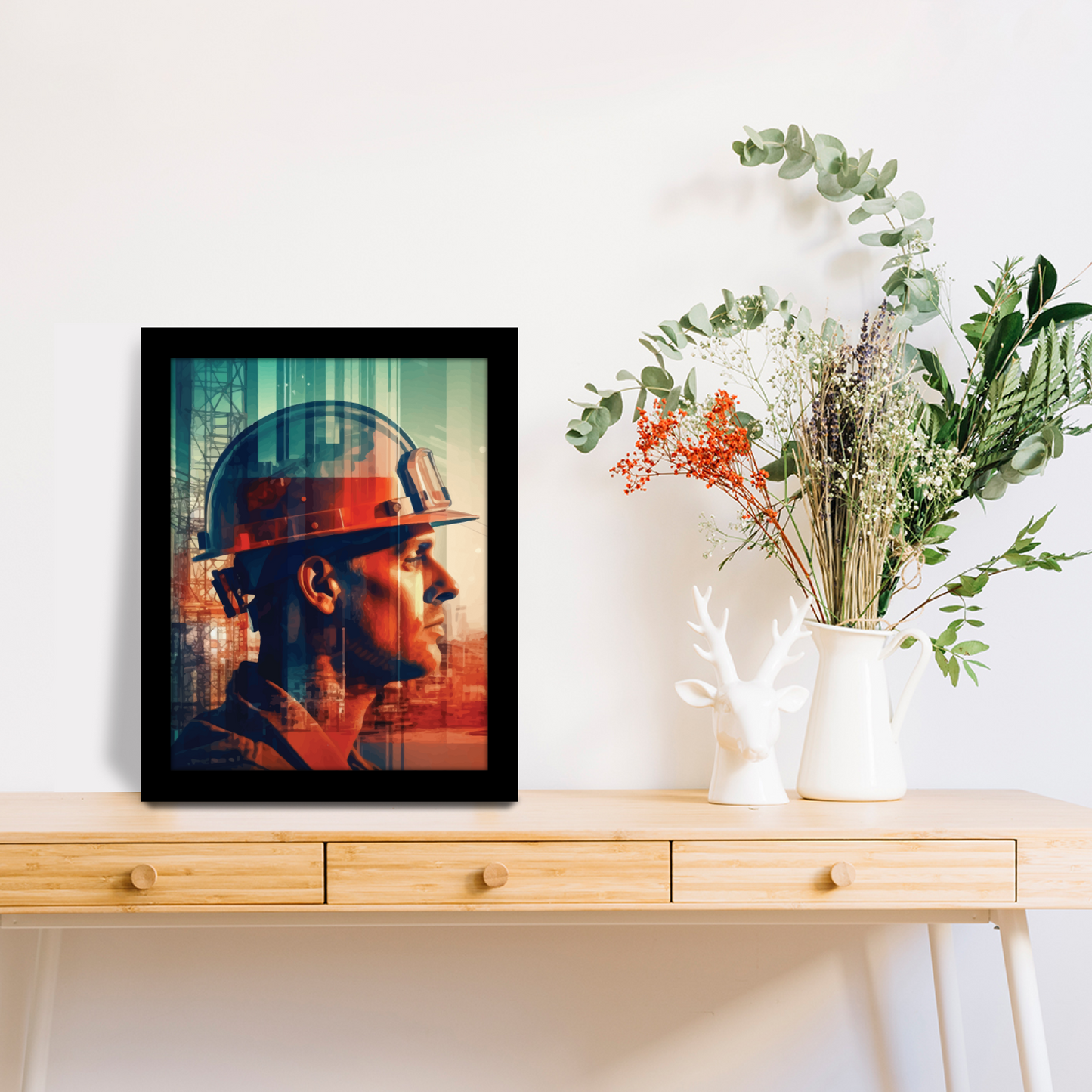 On-Site Engineer with Helmet – Frame & Wall Art