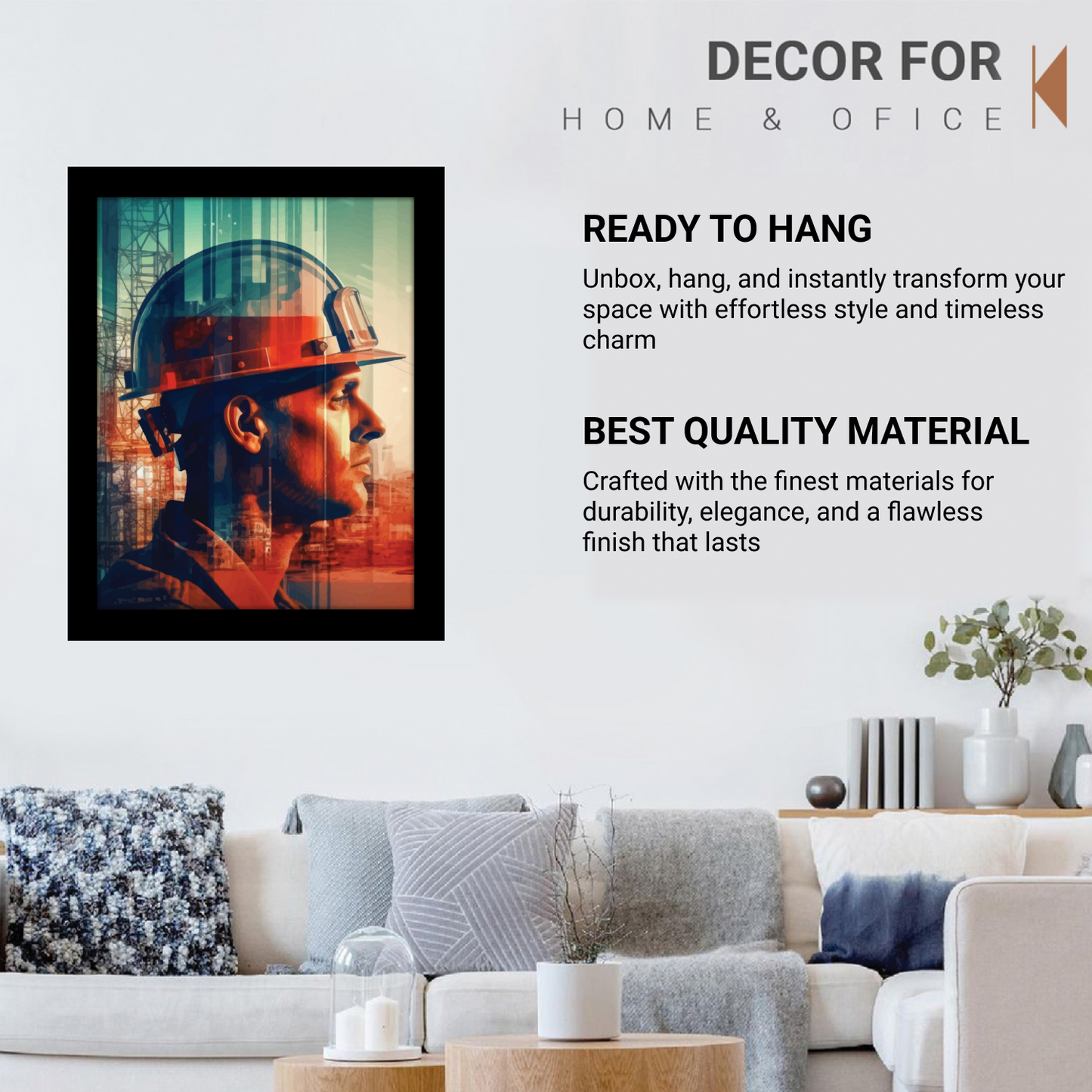 On-Site Engineer with Helmet – Frame & Wall Art