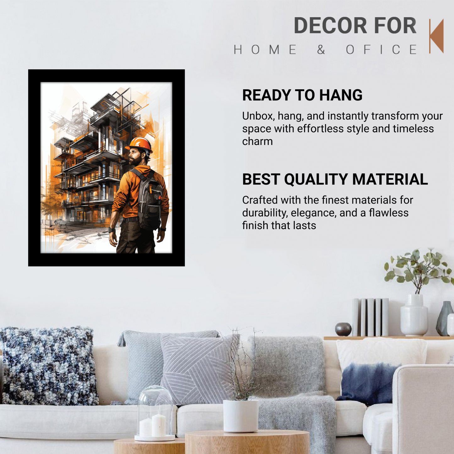 Constructing Progress: Worker in Action – Frame & Artwork