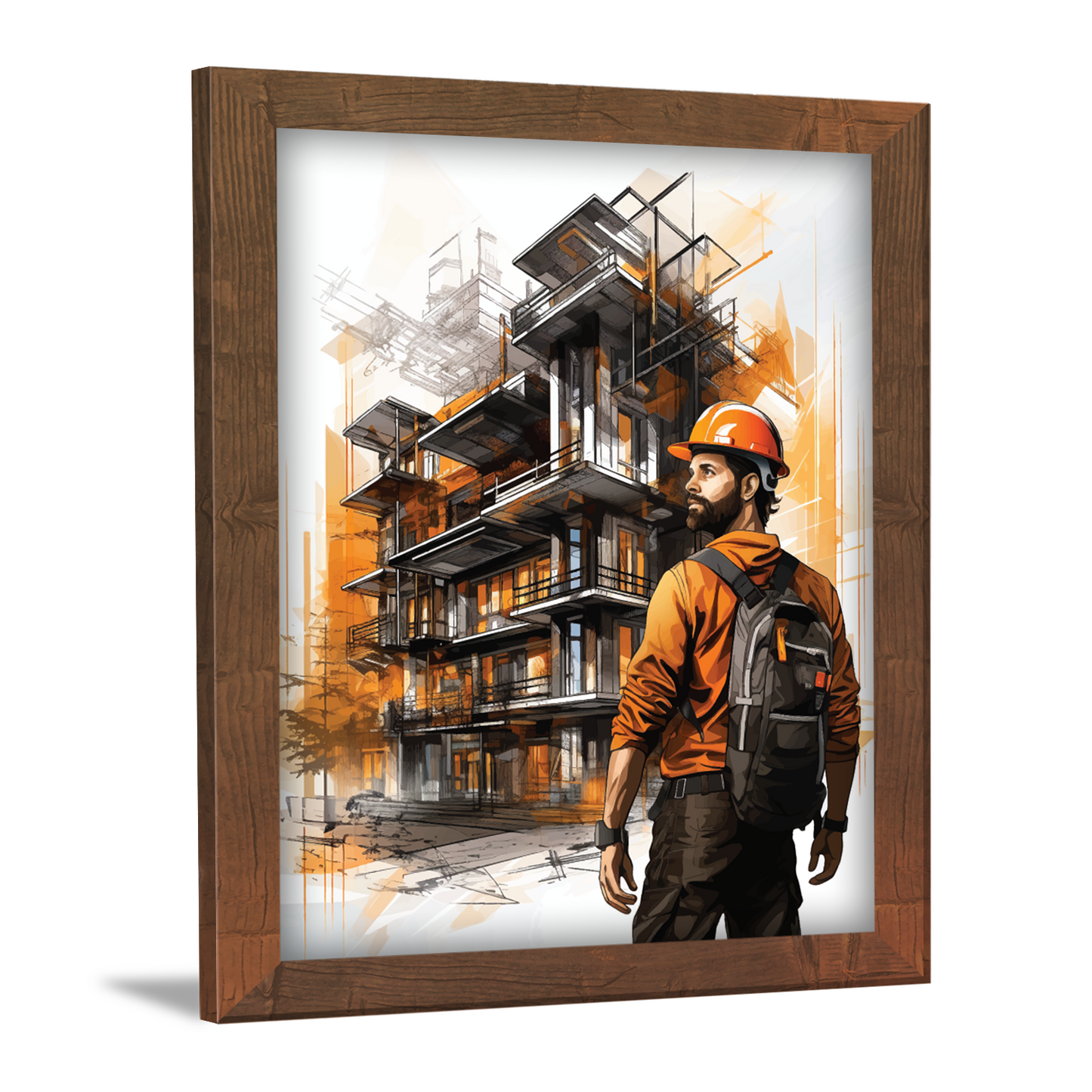 Constructing Progress: Worker in Action – Frame & Artwork