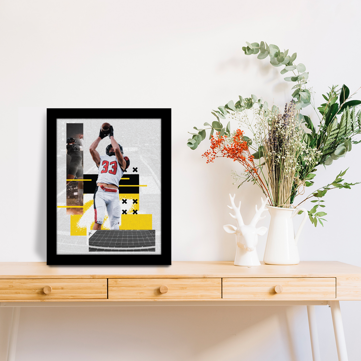 Football Players in Action Photo Framed & Art