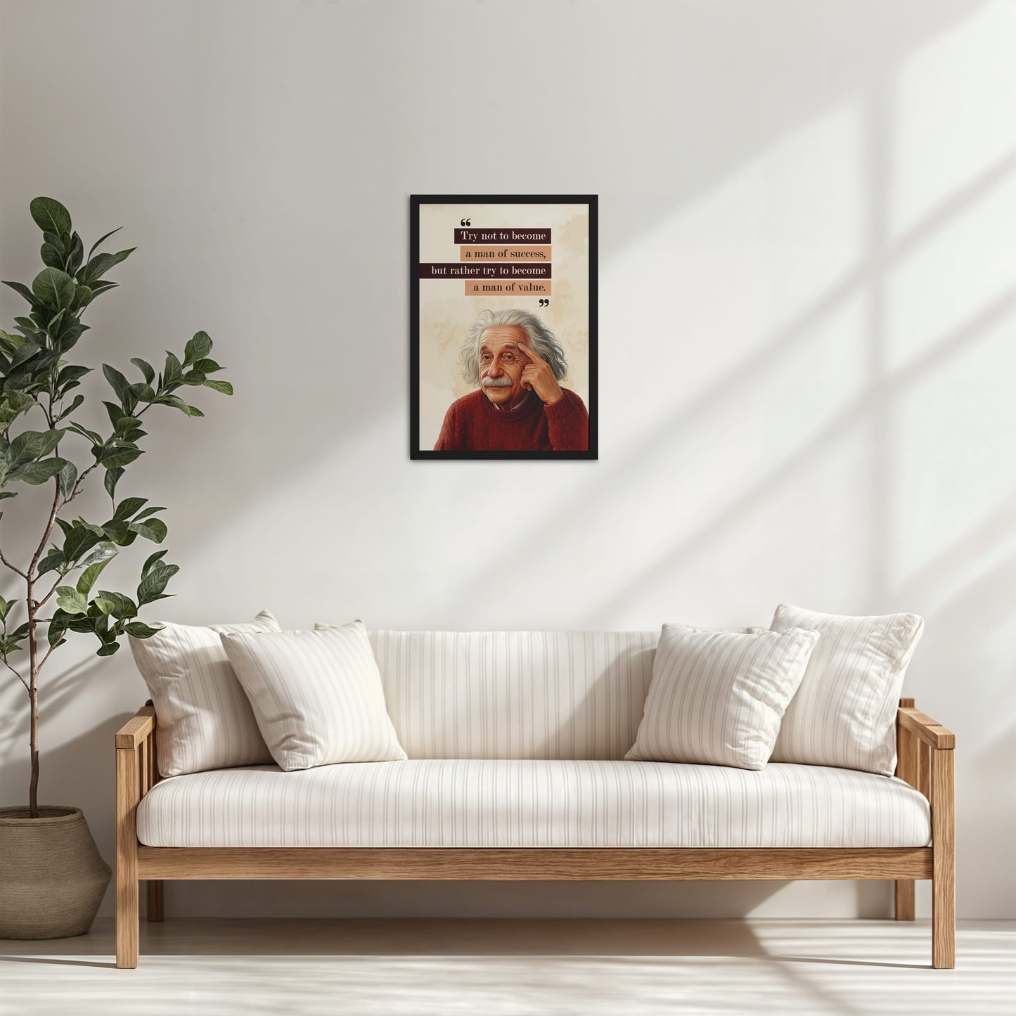Living Room Cabinet Table Preview of Be a Man of Value – Albert Einstein Motivational Frame in Black Color Frame