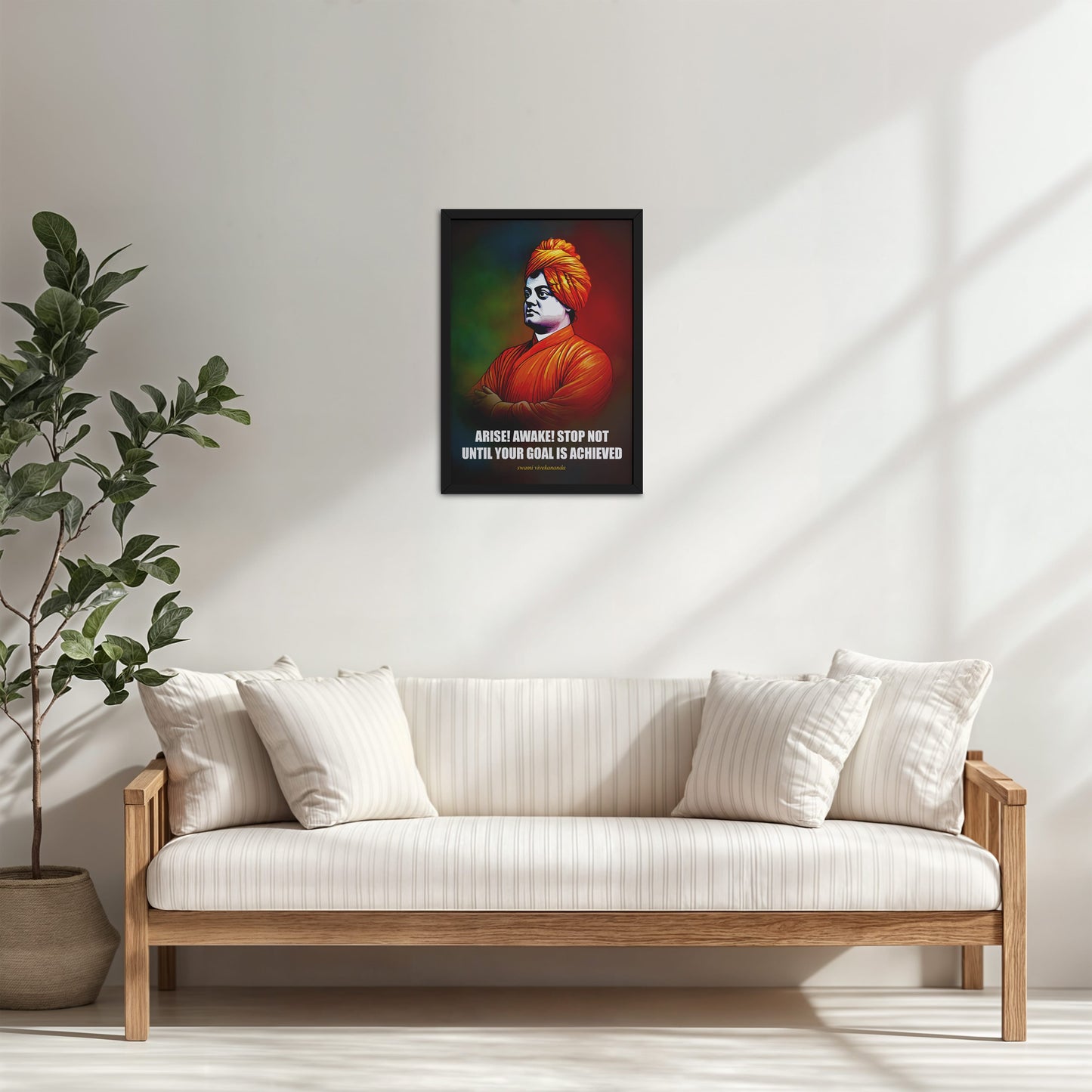 Living Room Cabinet Table Preview of Chase Your Goal – Swami Vivekananda Quote Decor in Black Color Frame