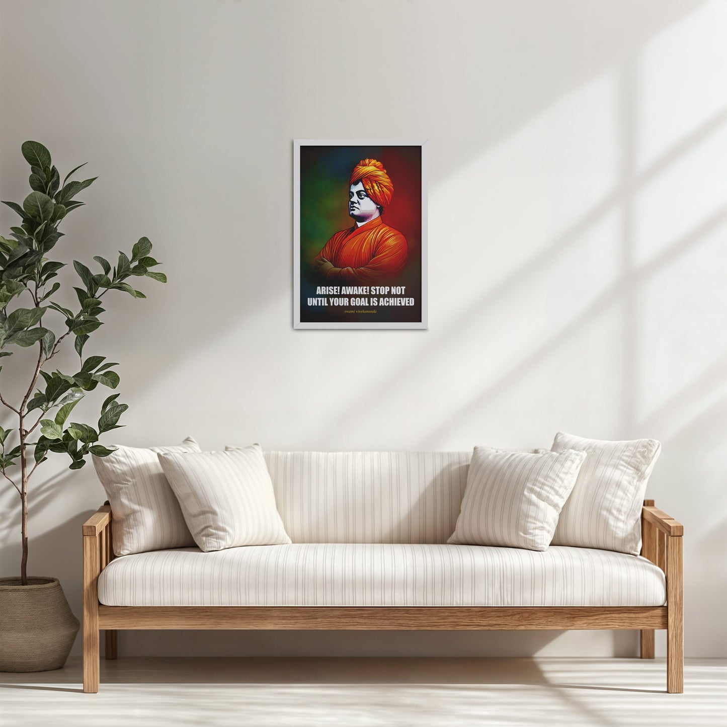 Living Room Cabinet Table Preview of Chase Your Goal – Swami Vivekananda Quote Decor in White Color Frame