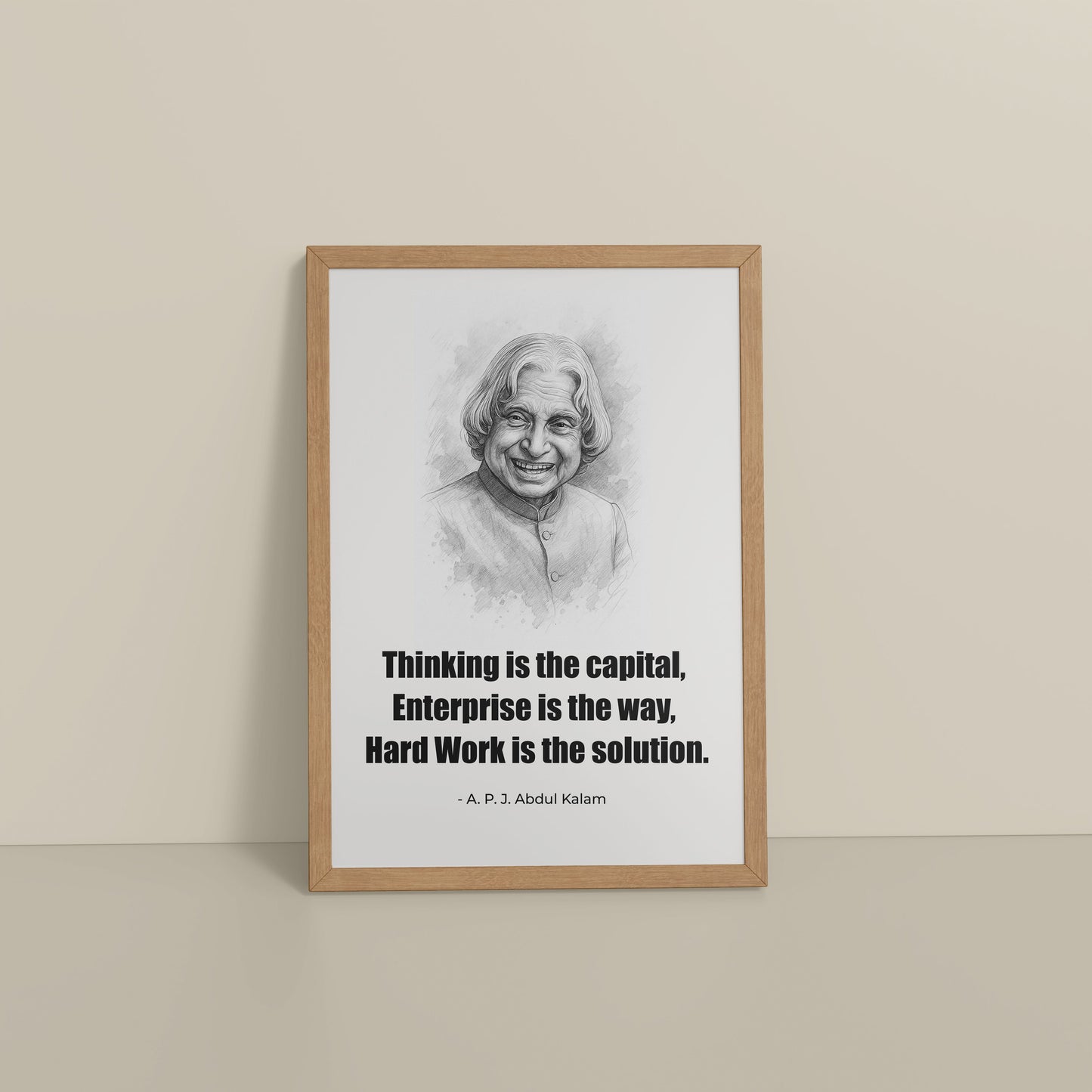 Floor View of The Success Formula – Dr. A.P.J. Abdul Kalam Quote Wall Art in Natrual Color Frame