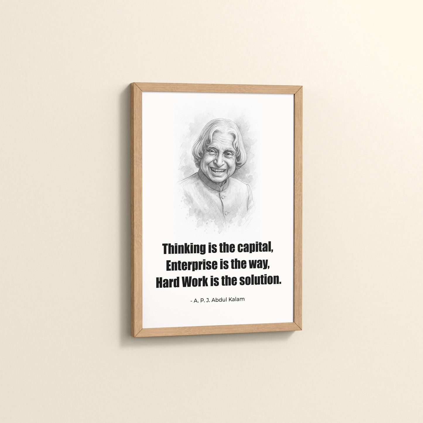 Side View of The Success Formula – Dr. A.P.J. Abdul Kalam Quote Wall Art in Natrual Color Frame