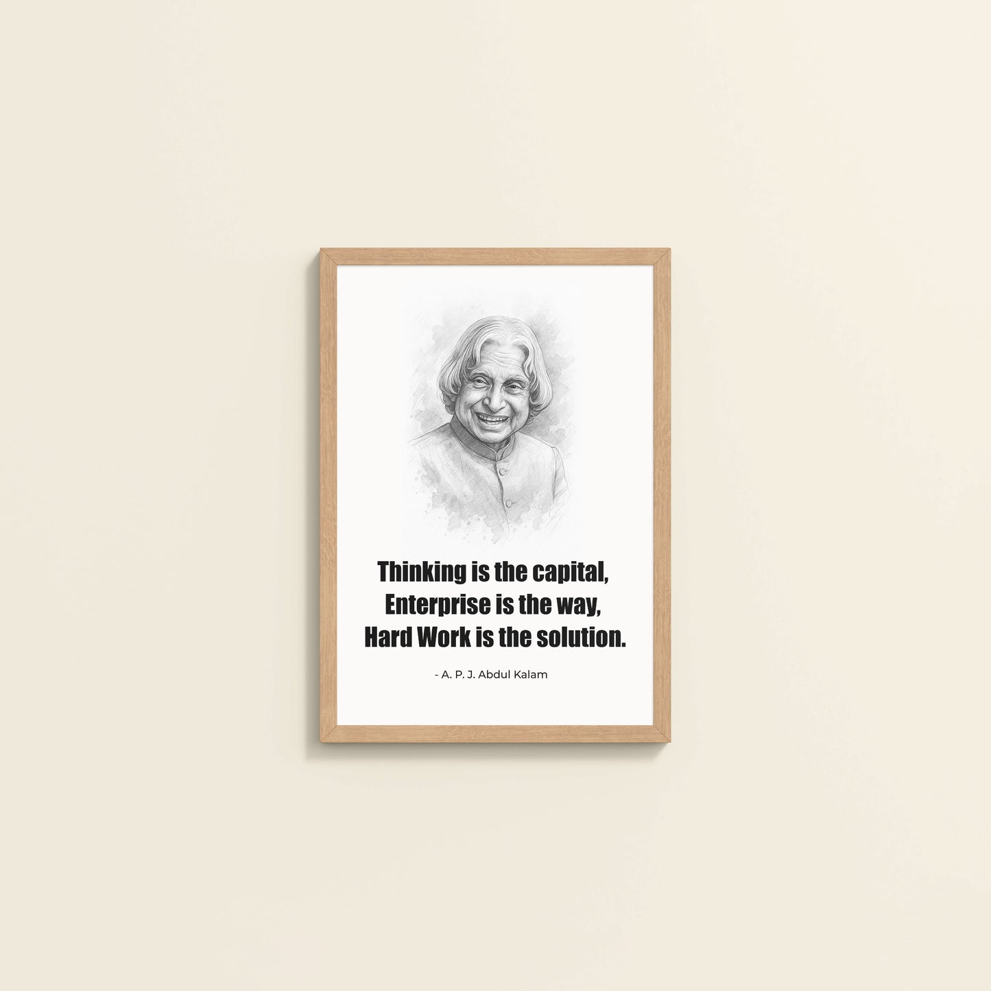 Wall View of The Success Formula – Dr. A.P.J. Abdul Kalam Quote Wall Art in Natrual Color Frame