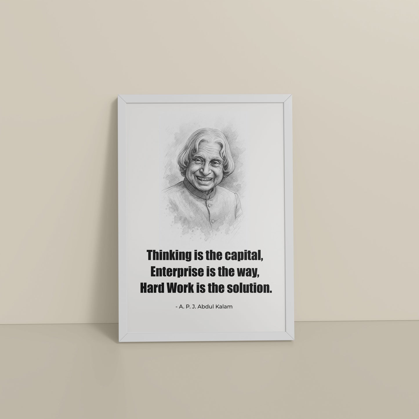 Floor View of The Success Formula – Dr. A.P.J. Abdul Kalam Quote Wall Art in White Color Frame