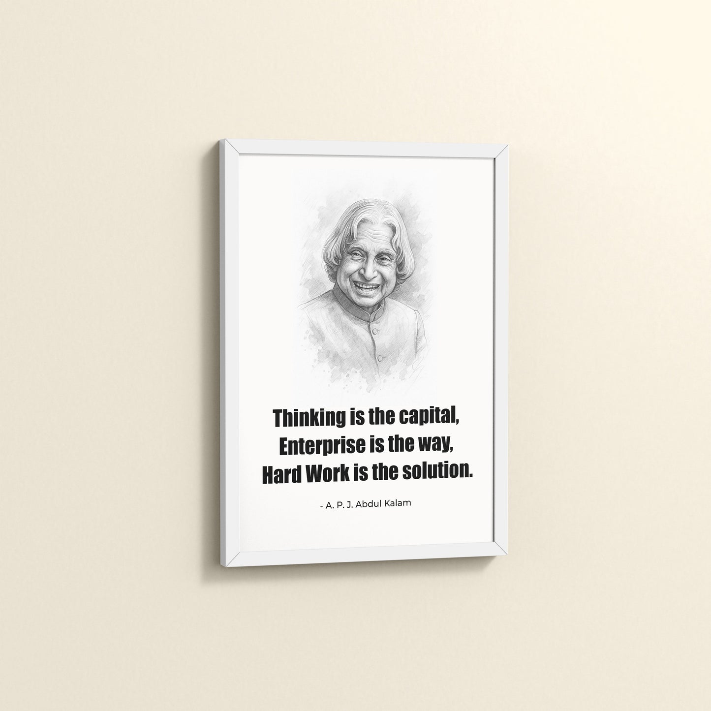 Side View of The Success Formula – Dr. A.P.J. Abdul Kalam Quote Wall Art in White Color Frame