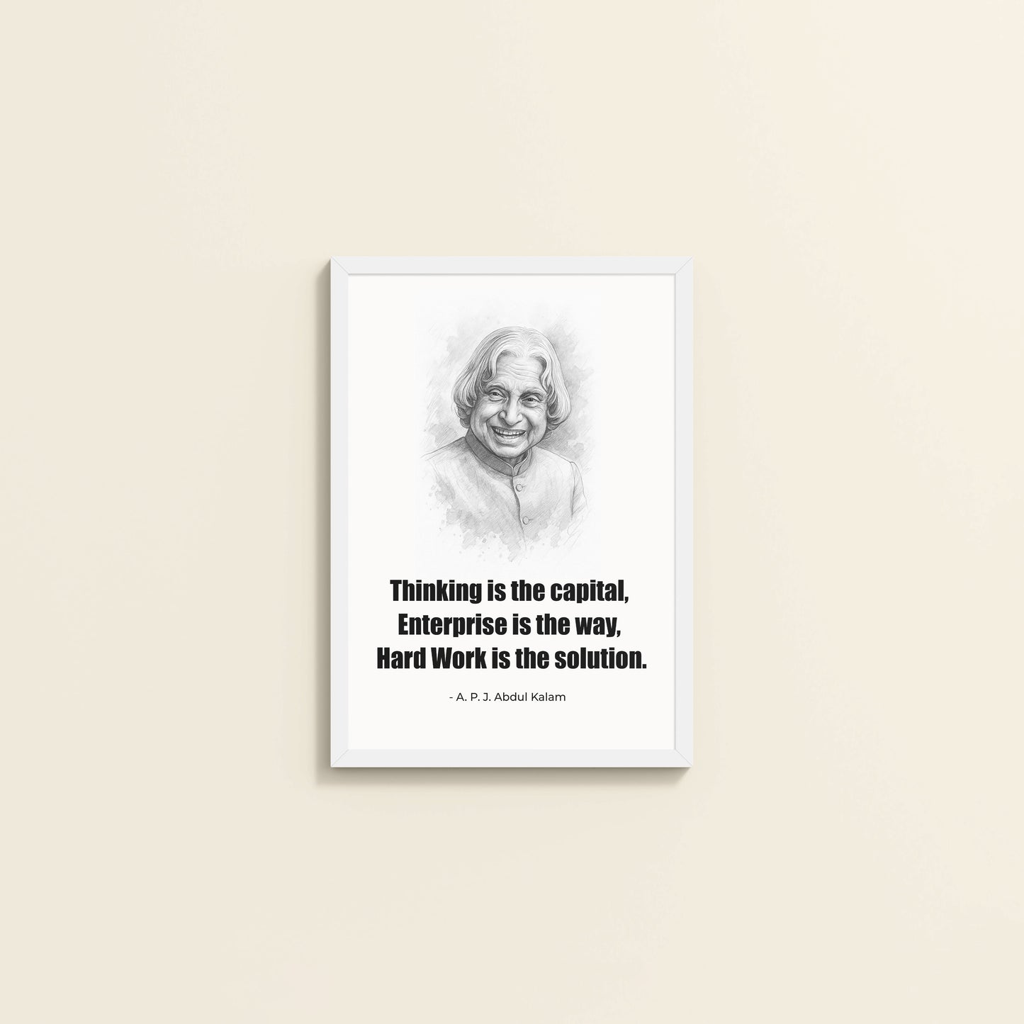 Wall View of The Success Formula – Dr. A.P.J. Abdul Kalam Quote Wall Art in White Color Frame
